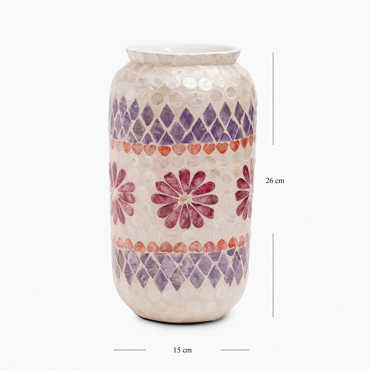 Purple & Orange Floral Print Capiz Shell Vase - Small