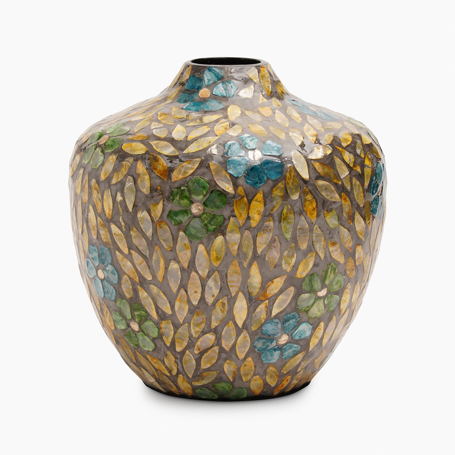 Blue & Green Bamboo  Round Vase - Small