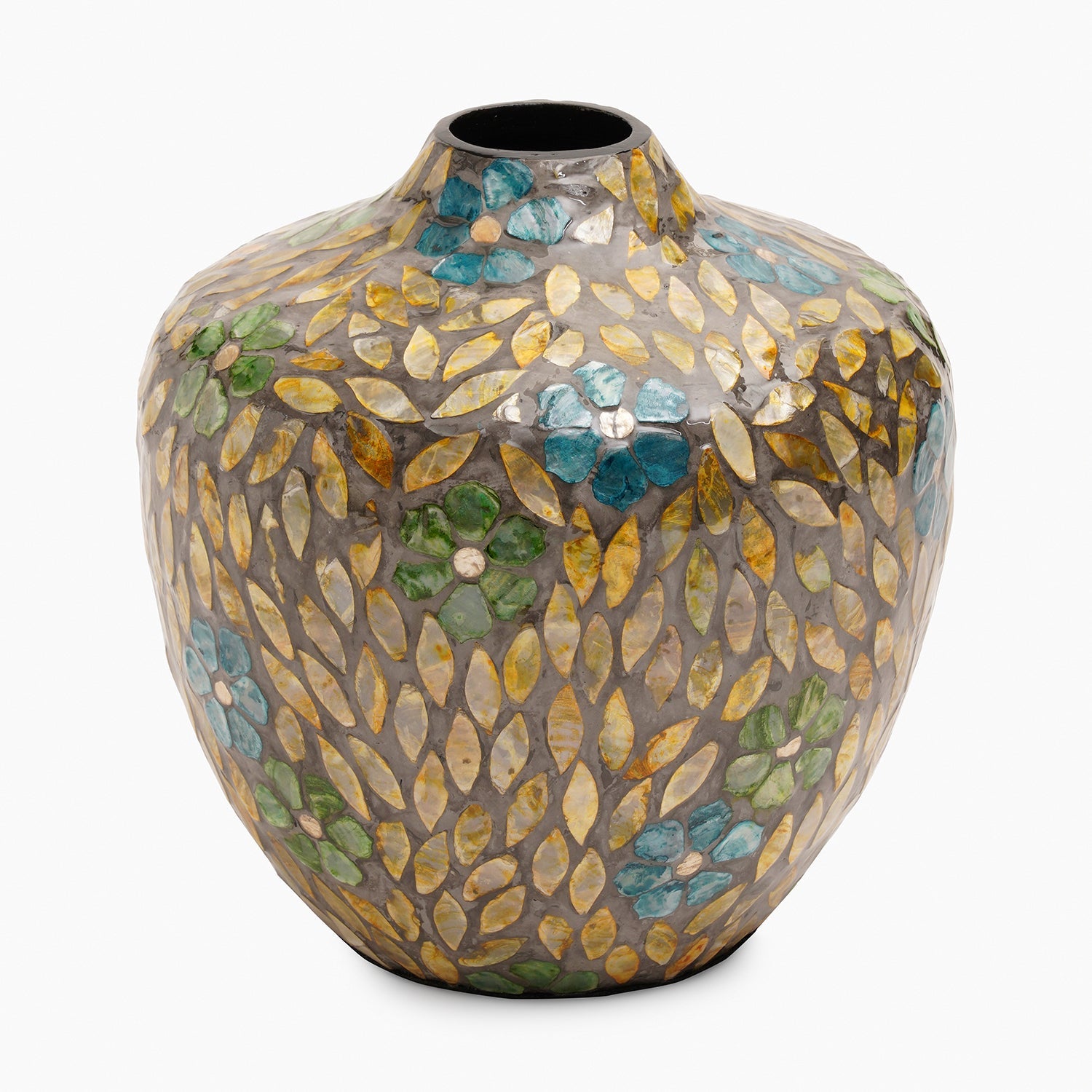 Blue & Green Bamboo  Round Vase - Small