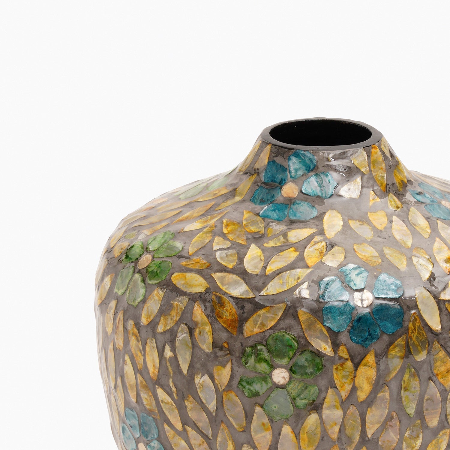 Blue & Green Bamboo  Round Vase - Small