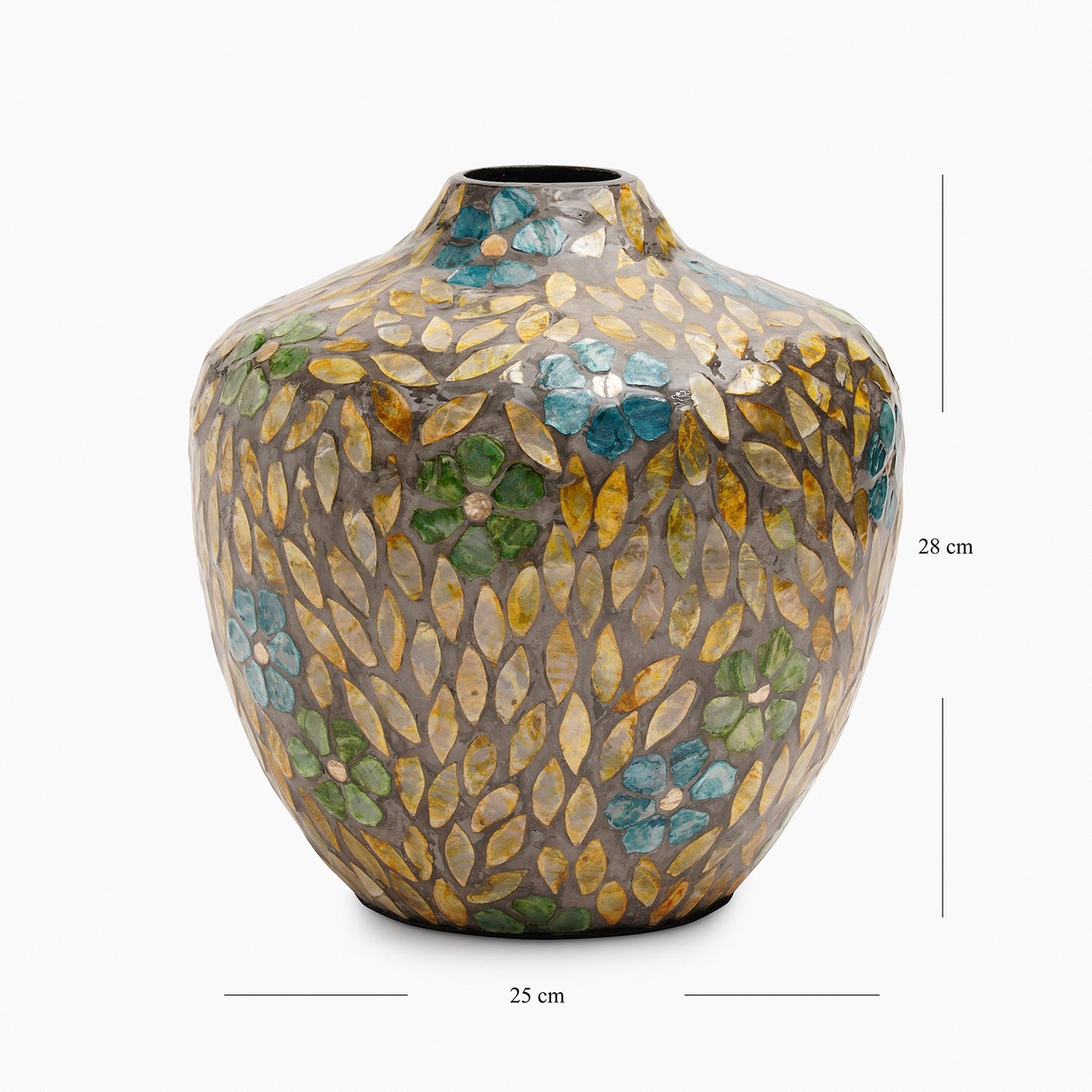 Blue & Green Bamboo  Round Vase - Small