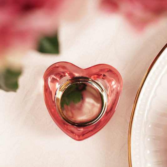Pink Glass Heart Shaped Tealight Holder