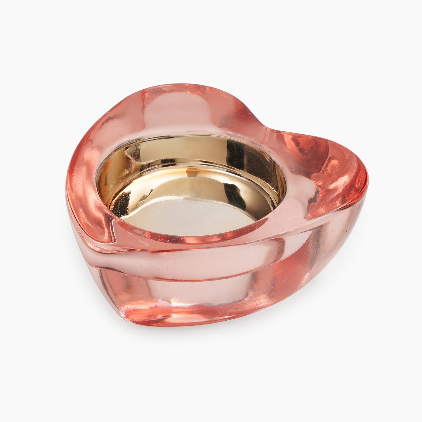 Pink Glass Heart Shaped Tealight Holder