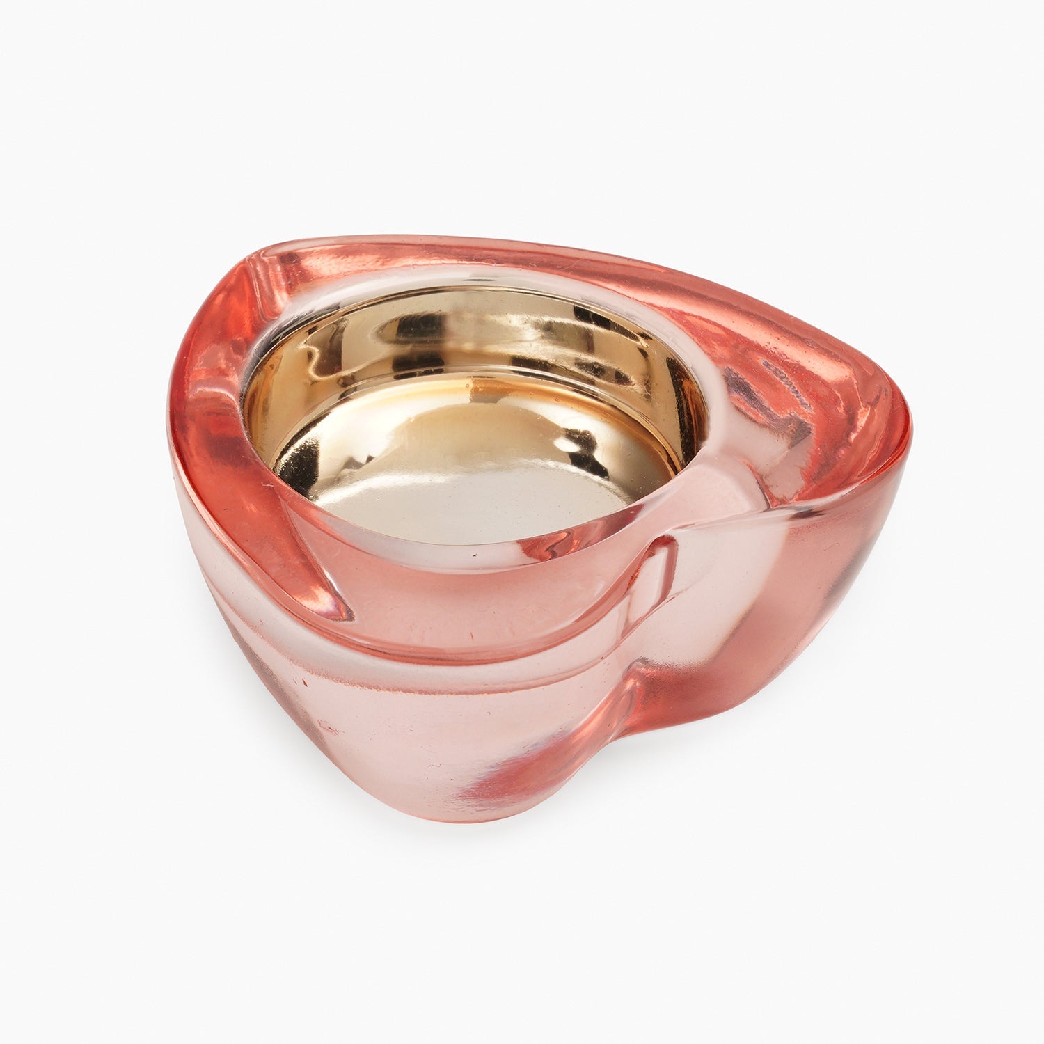 Pink Glass Heart Shaped Tealight Holder