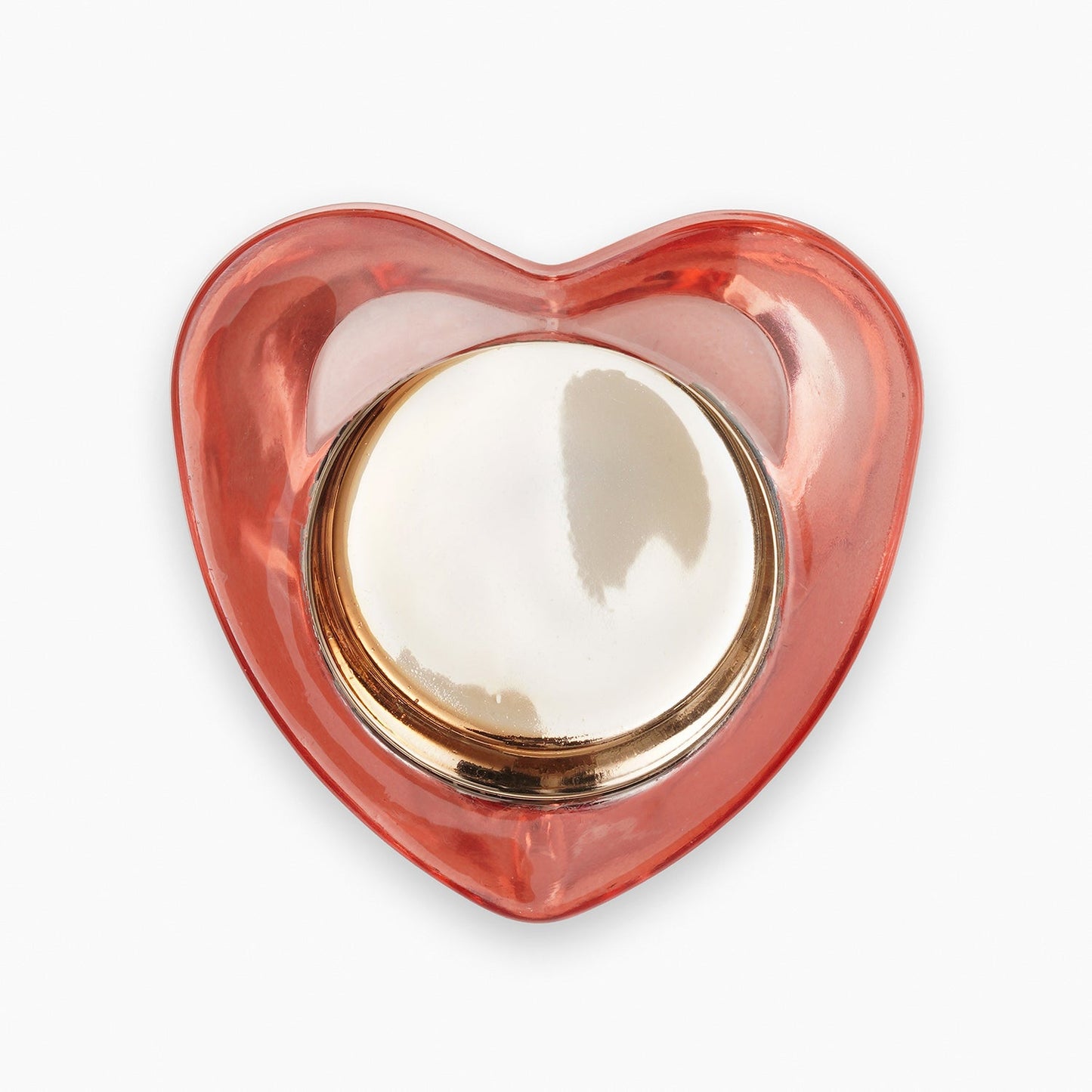 Pink Glass Heart Shaped Tealight Holder