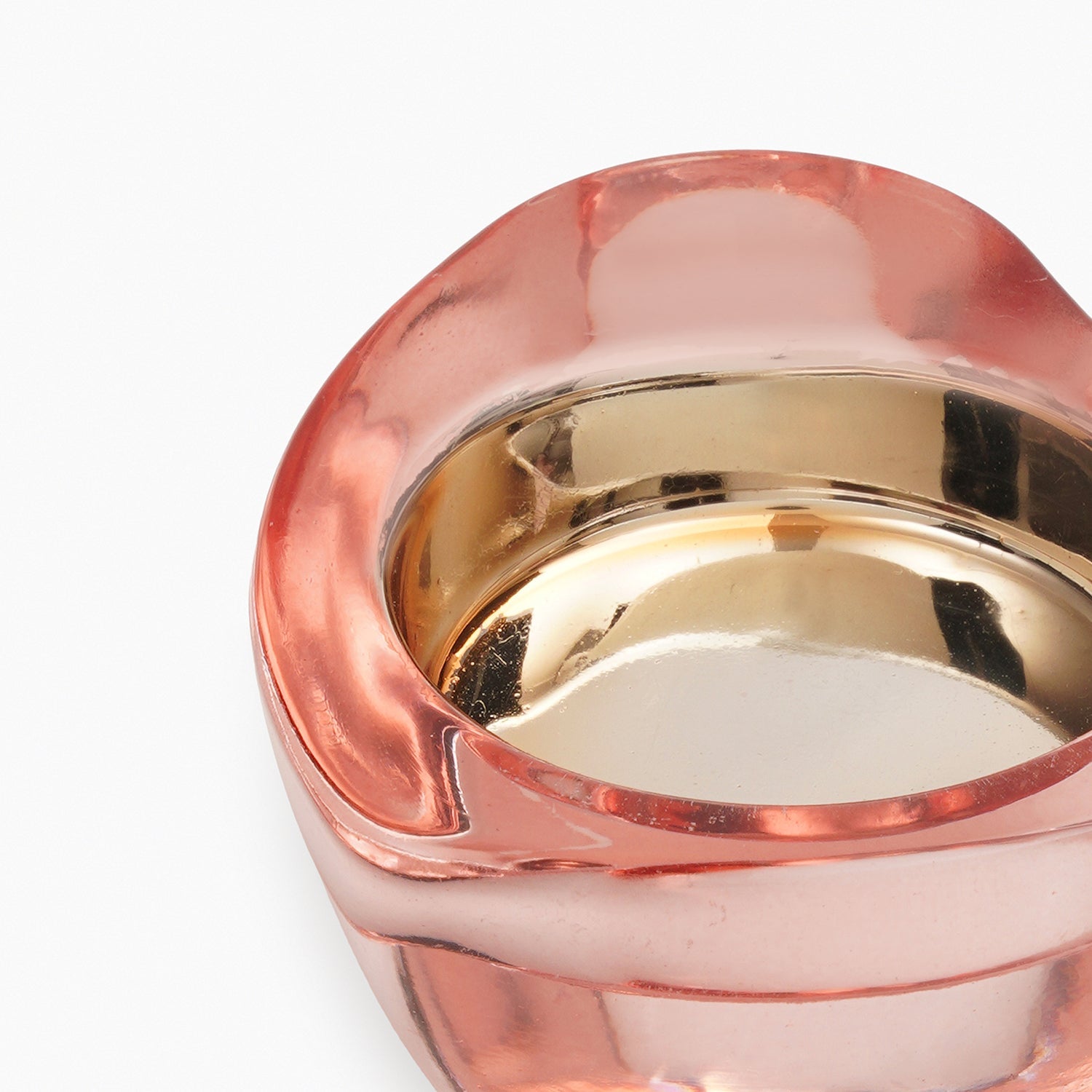 Pink Glass Heart Shaped Tealight Holder