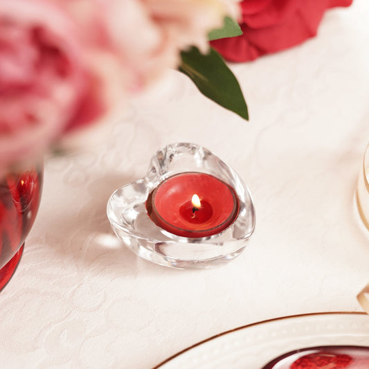 Silver Glass Heart Shaped Tealight Holder