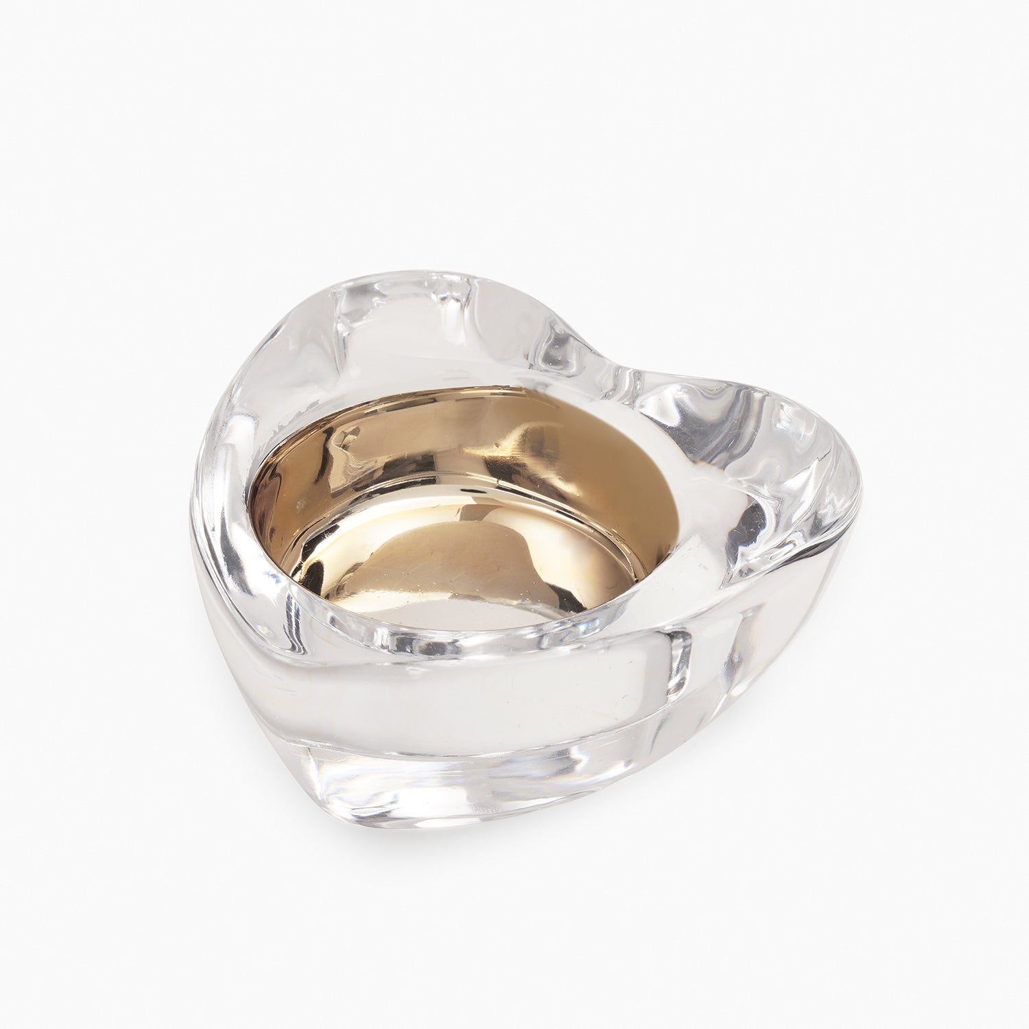Silver Glass Heart Shaped Tealight Holder