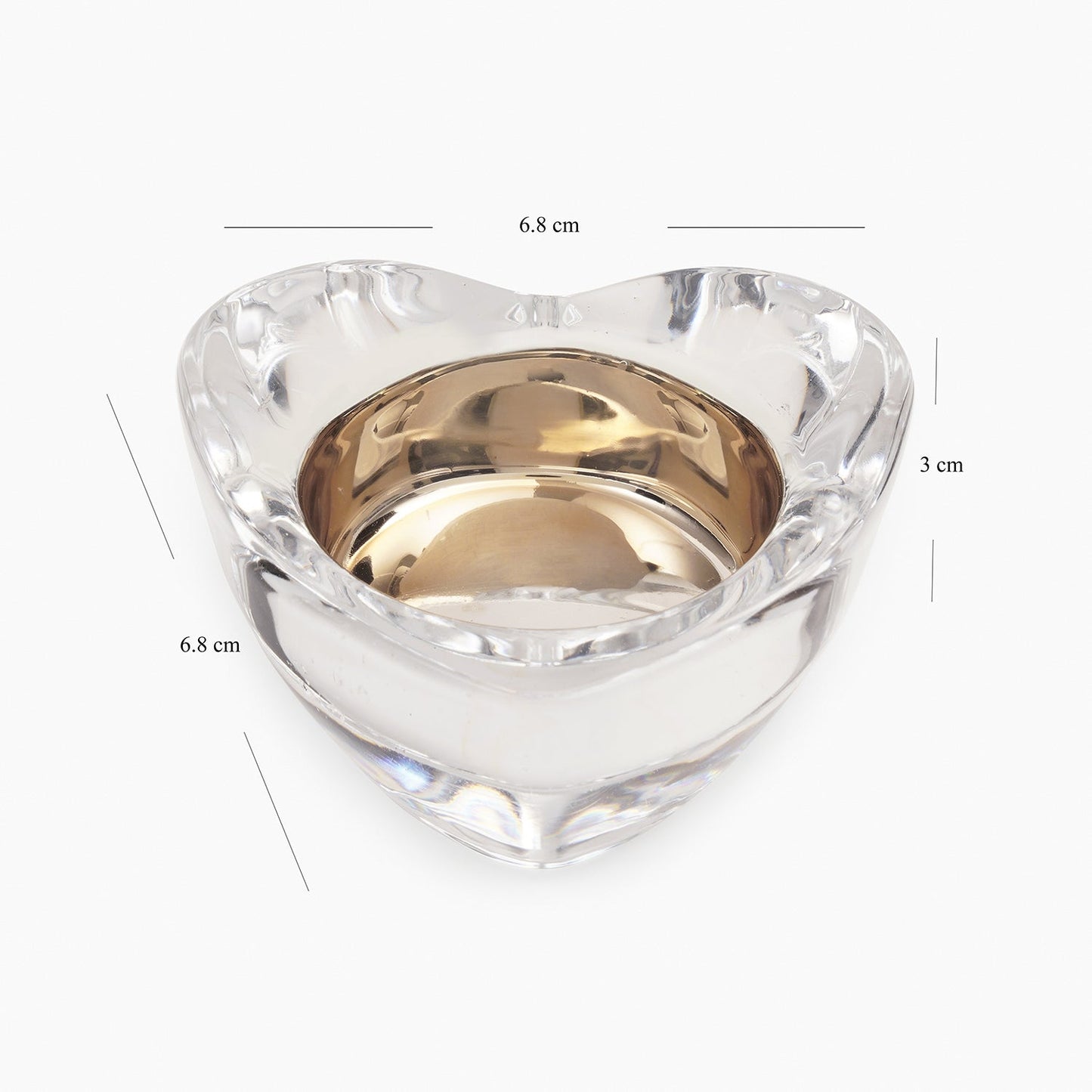 Silver Glass Heart Shaped Tealight Holder
