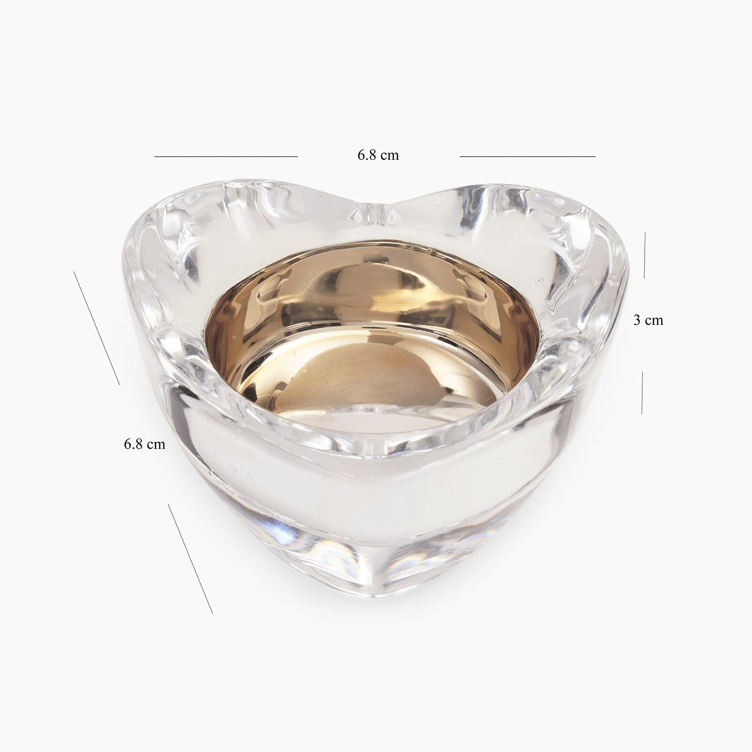 Silver Glass Heart Shaped Tealight Holder