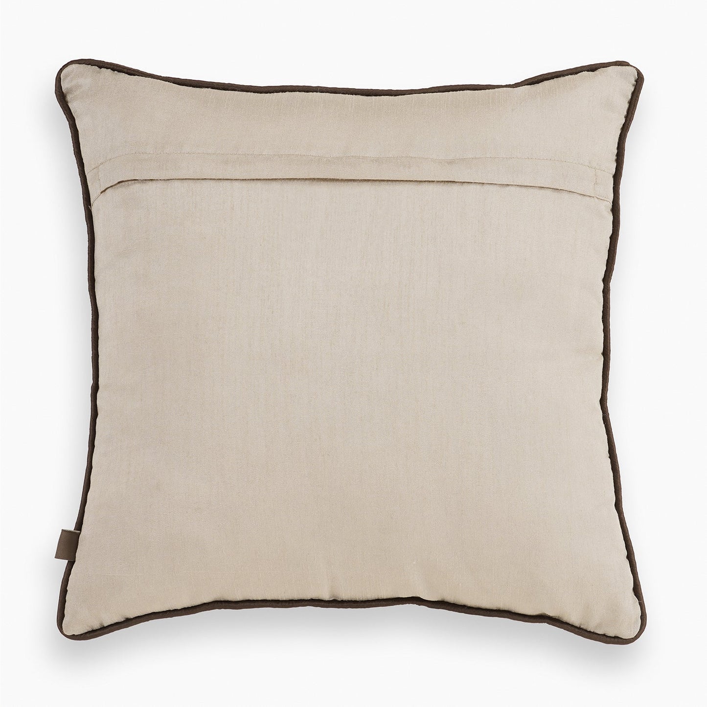 Beige & Brown Floral Embroidered Square Cushion Cover