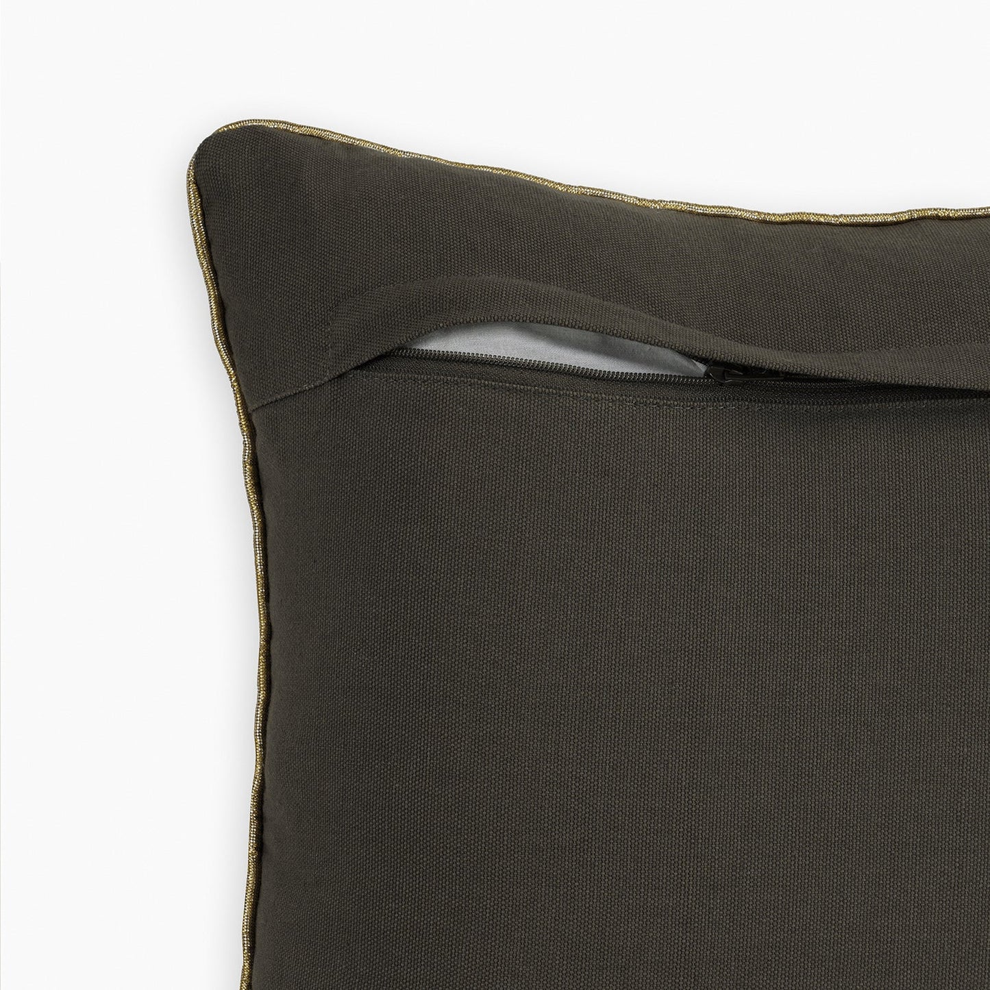 Brown Zig Zag Threadwork Square Cushion Cover