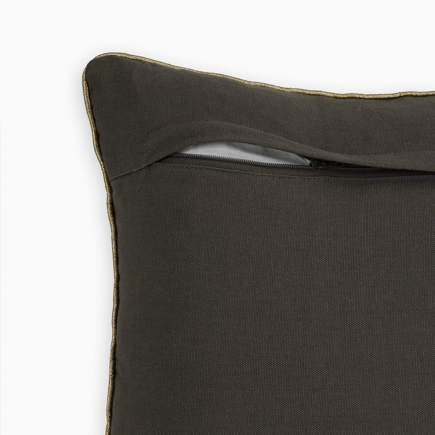 Brown Zig Zag Threadwork Square Cushion Cover