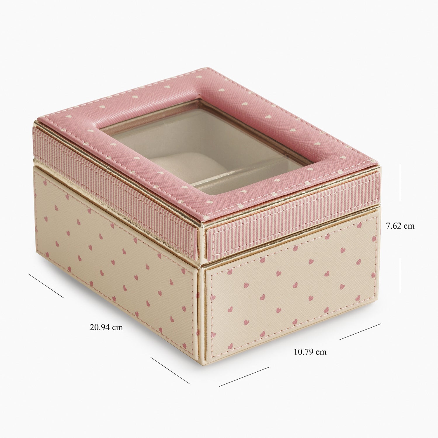 Pink & Ivory Printed 2 Compartment Faux Leather Watch Box