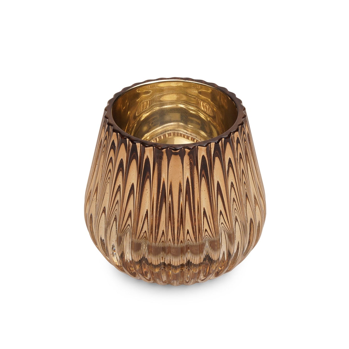 Gold Ribbed Texture Tealight Holder