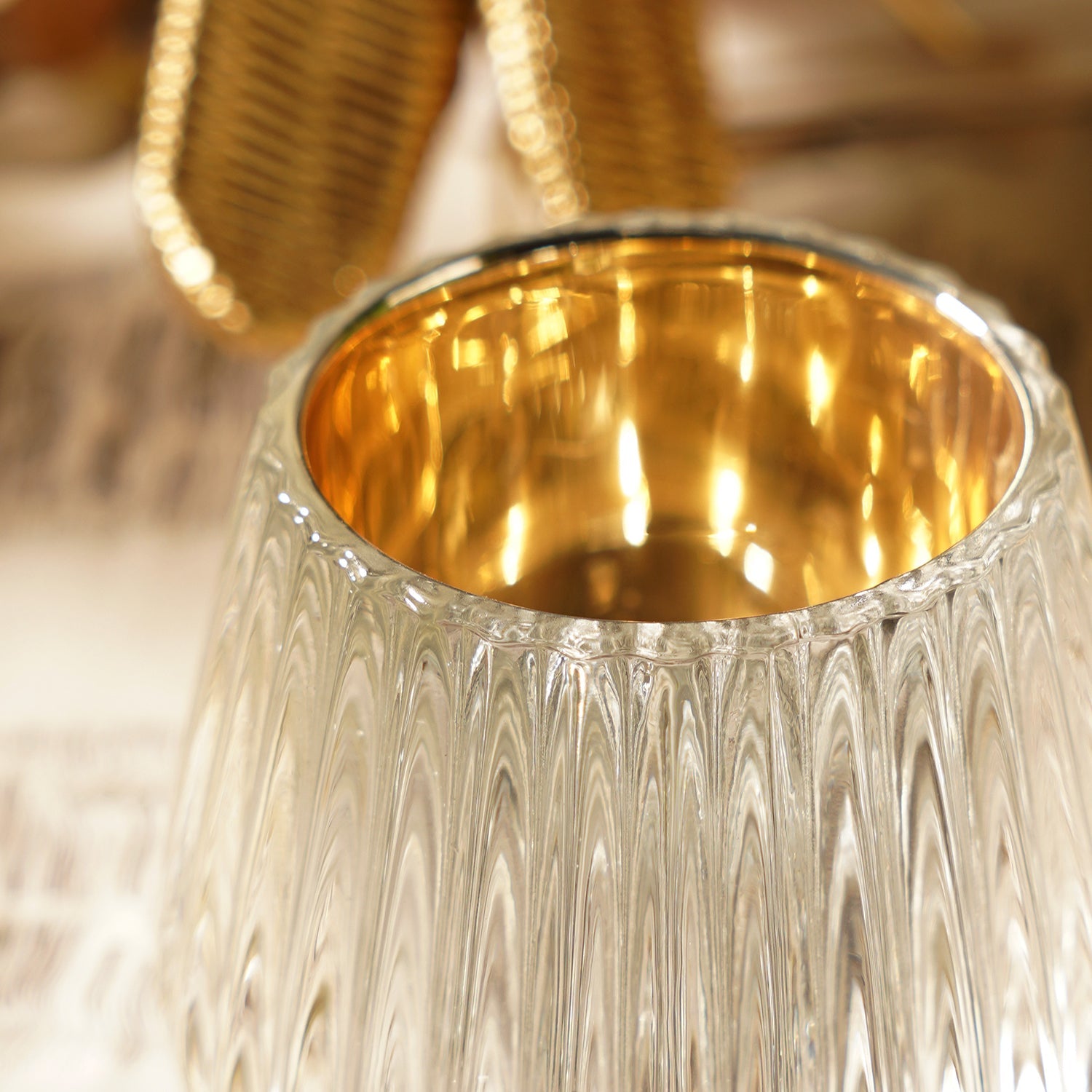 Silver Ribbed Texture Tealight Holder