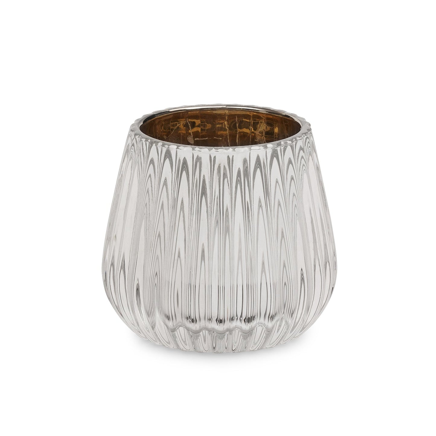 Silver Ribbed Texture Tealight Holder