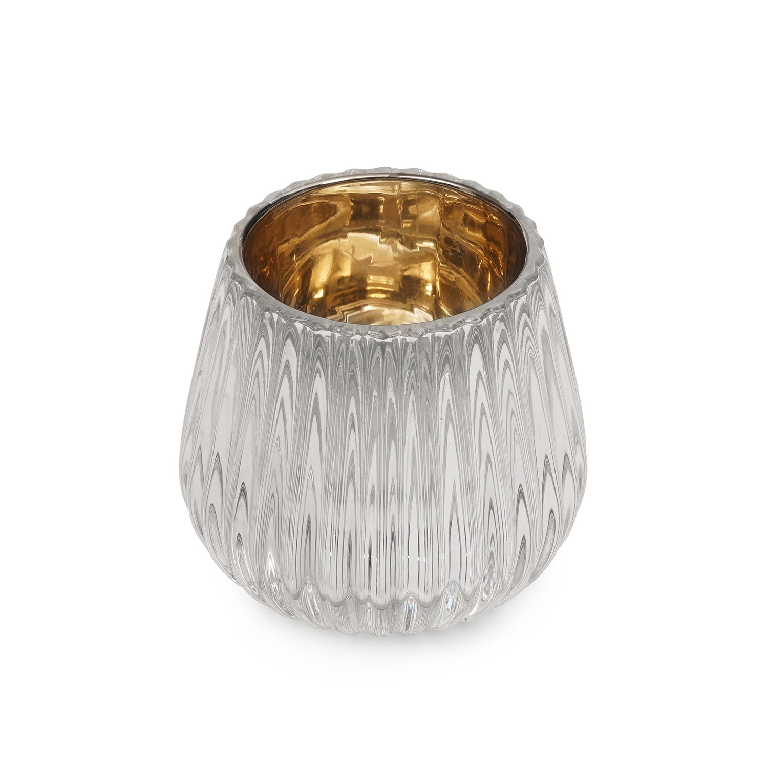 Silver Ribbed Texture Tealight Holder