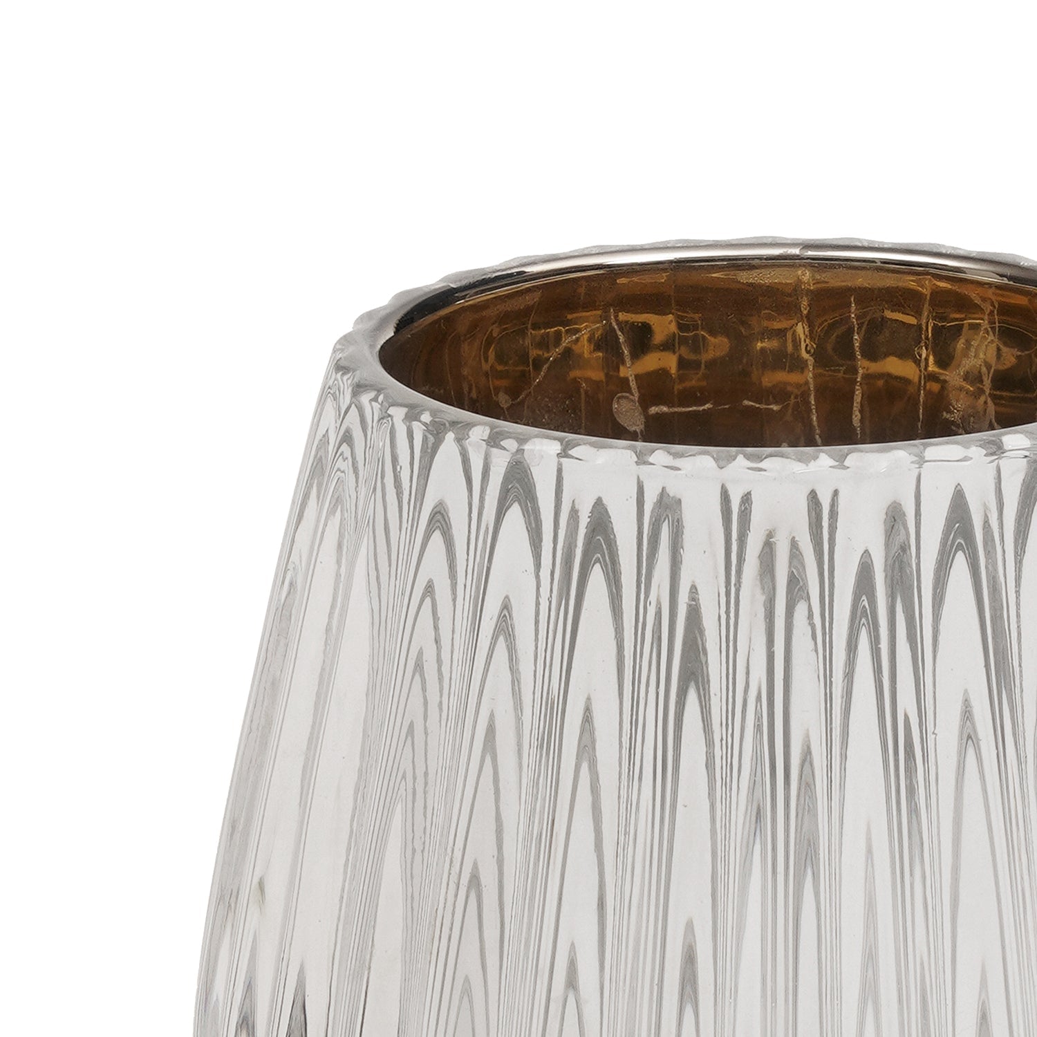 Silver Ribbed Texture Tealight Holder