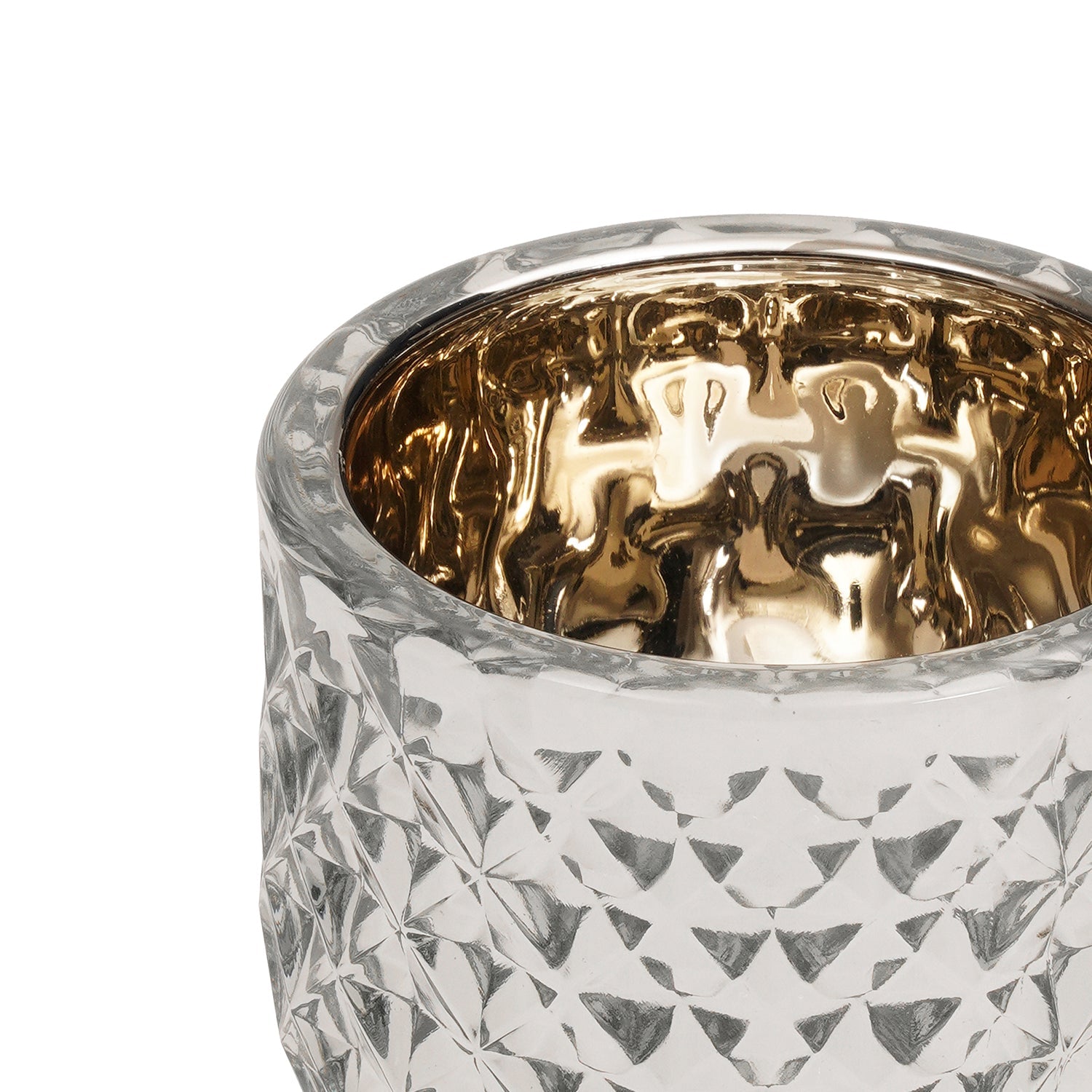 Silver Diamond Textured Tealight Holder - Large