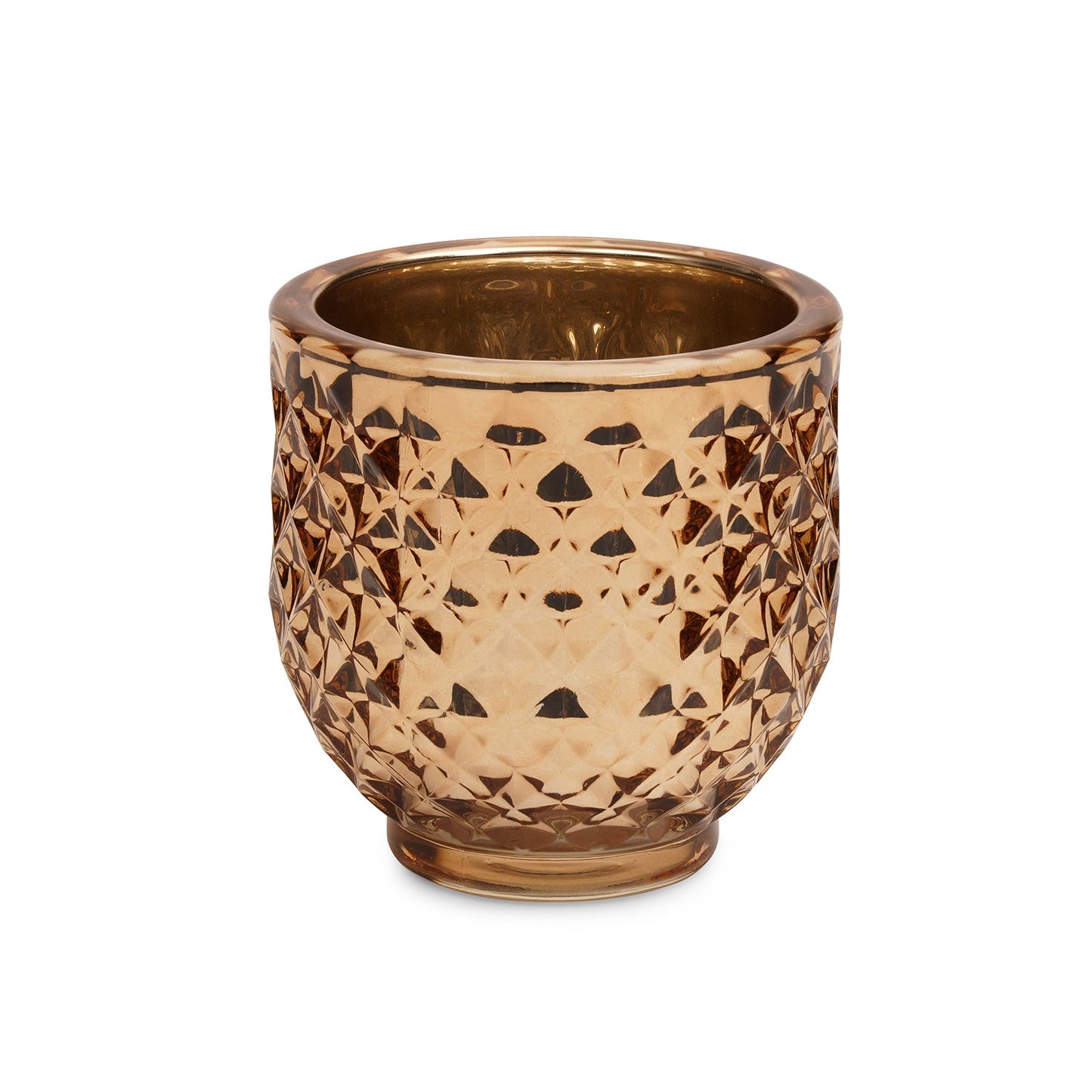 Light Amber Diamond Textured Tealight Holder - Large