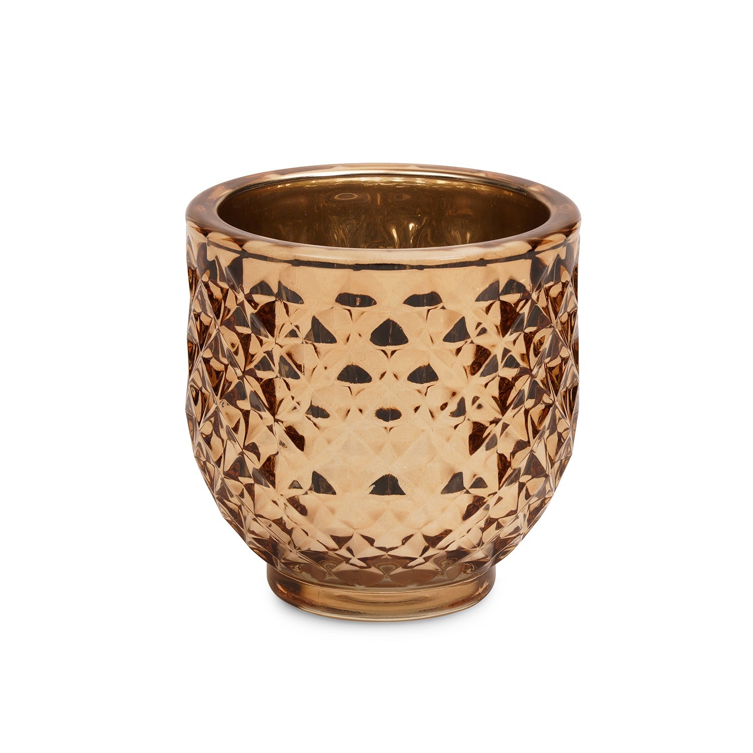Light Amber Diamond Textured Tealight Holder - Large