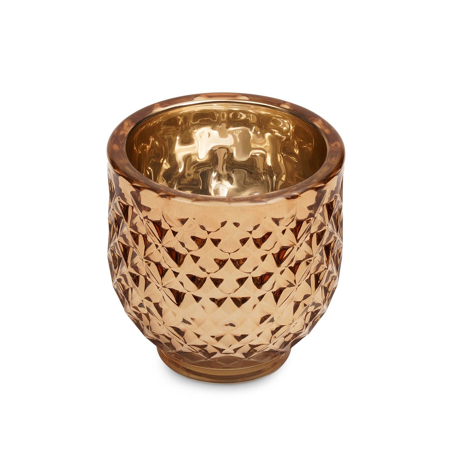 Light Amber Diamond Textured Tealight Holder - Large