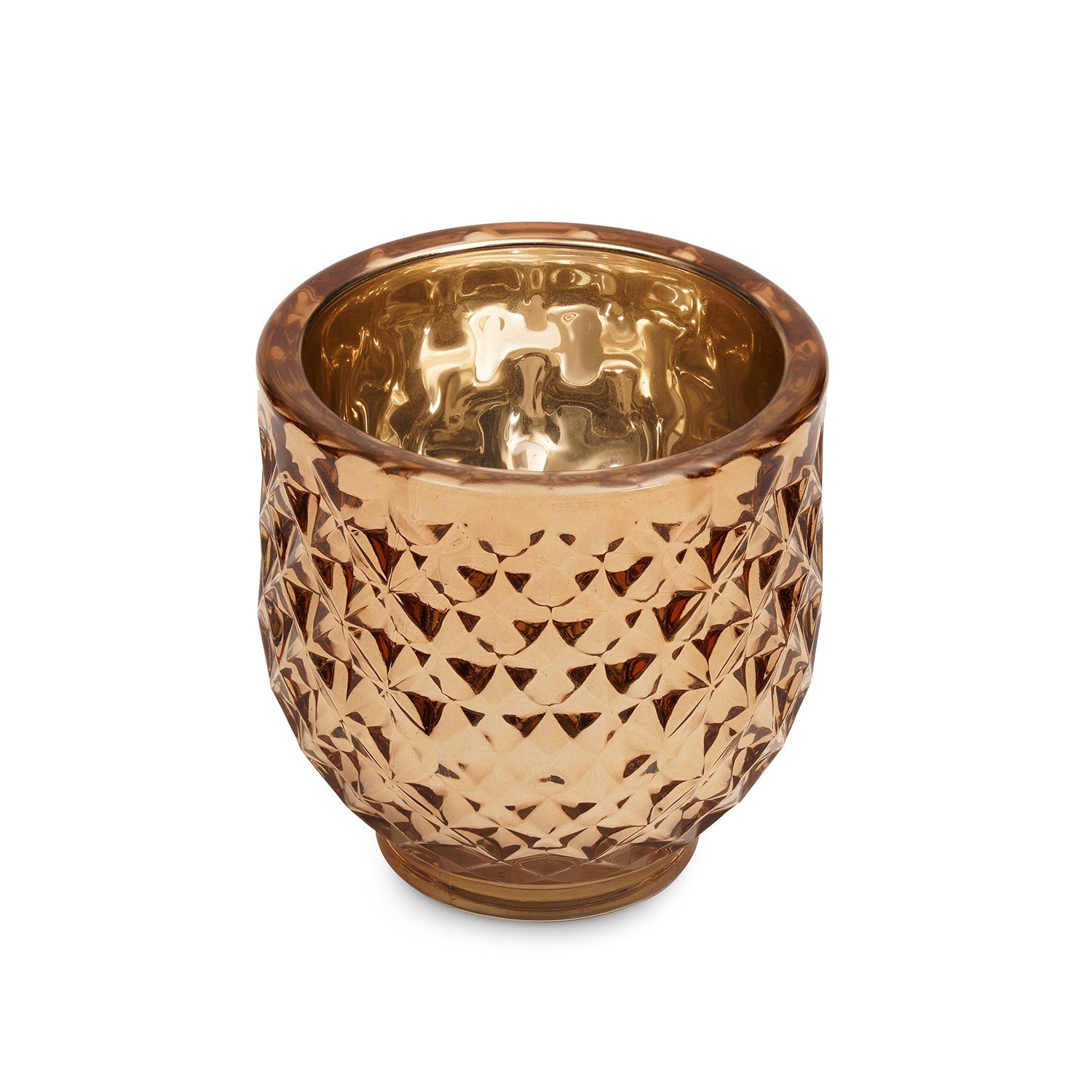 Light Amber Diamond Textured Tealight Holder - Large