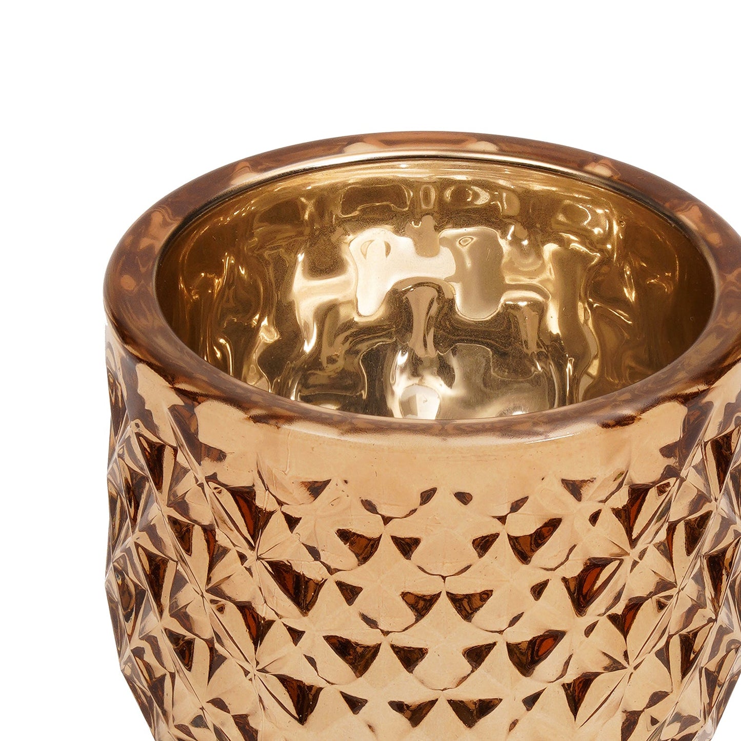 Light Amber Diamond Textured Tealight Holder - Large