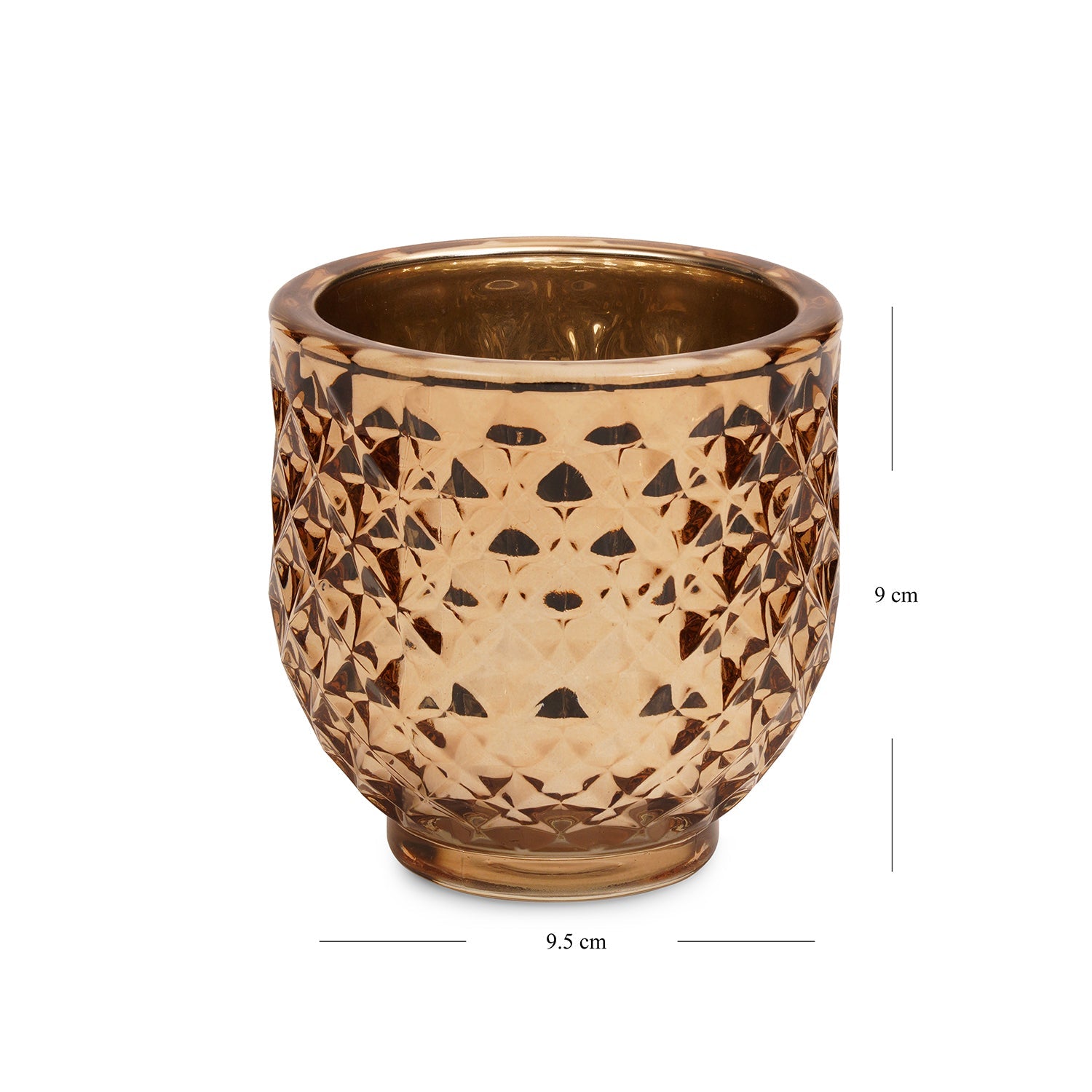 Light Amber Diamond Textured Tealight Holder - Large