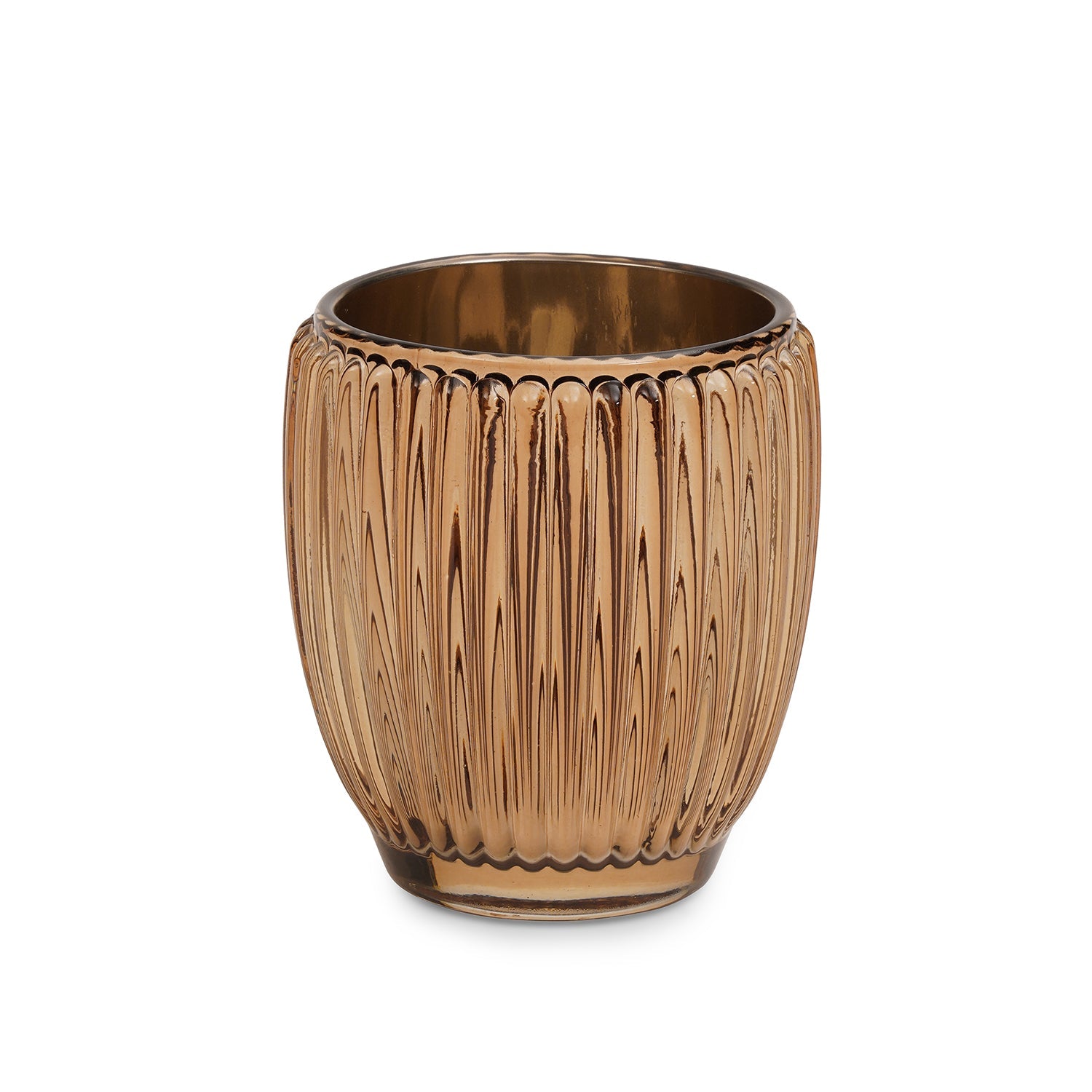 Light Amber Ribbed Texture Tealight Holder