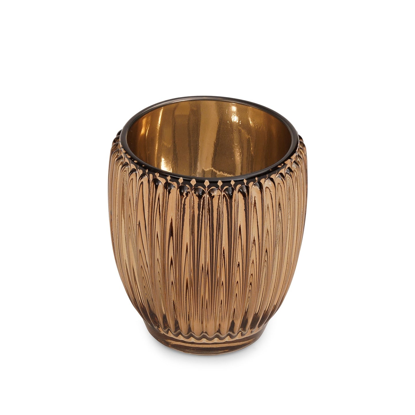 Light Amber Ribbed Texture Tealight Holder