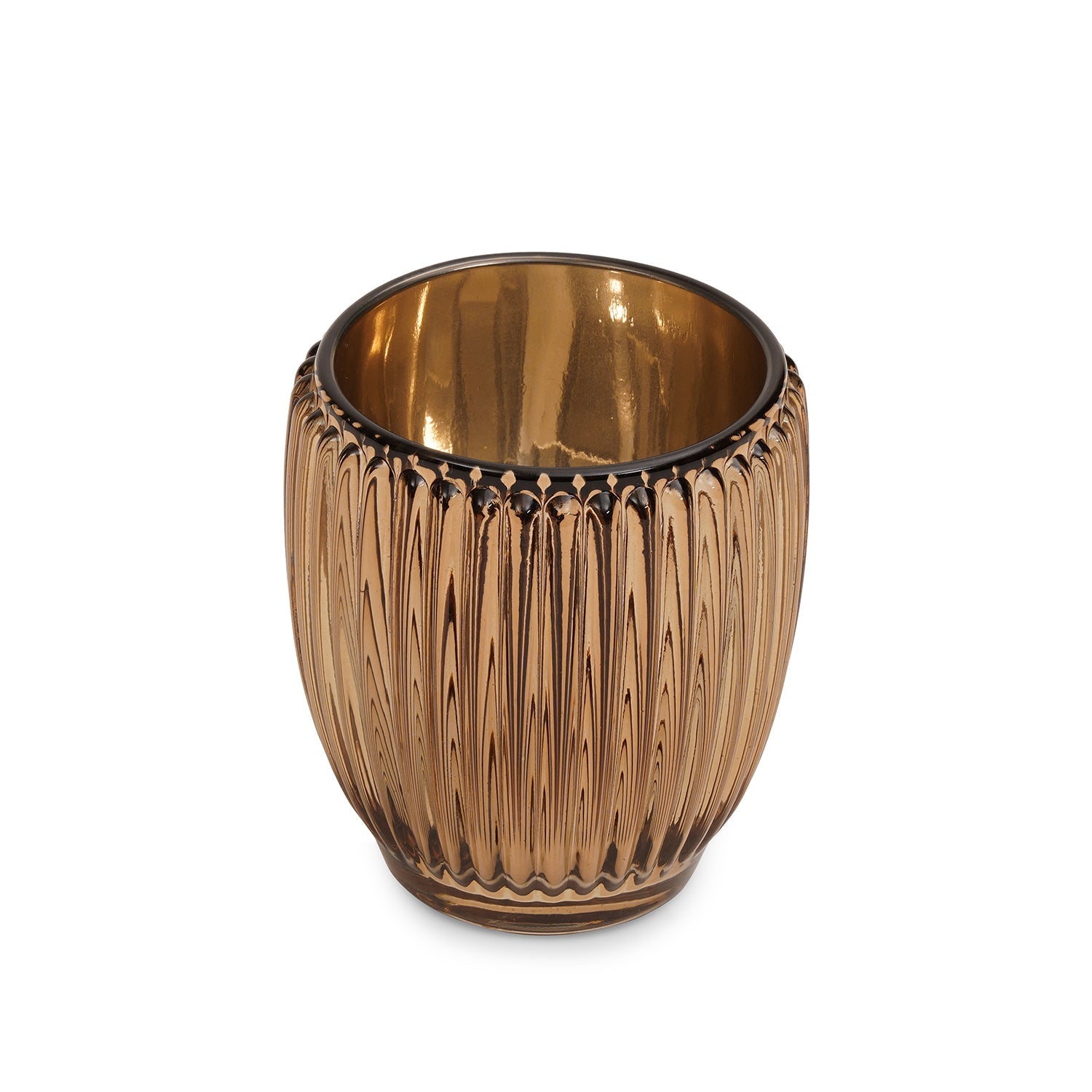 Light Amber Ribbed Texture Tealight Holder