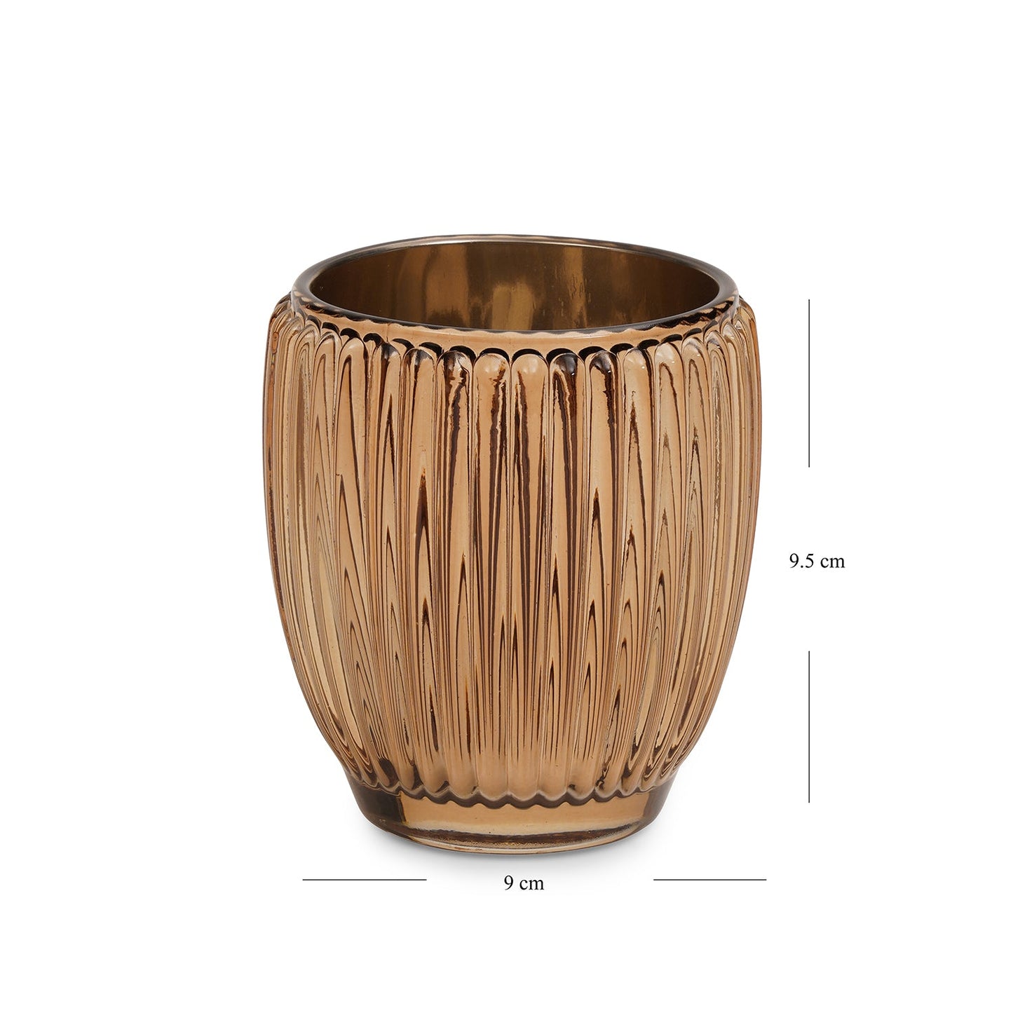 Light Amber Ribbed Texture Tealight Holder