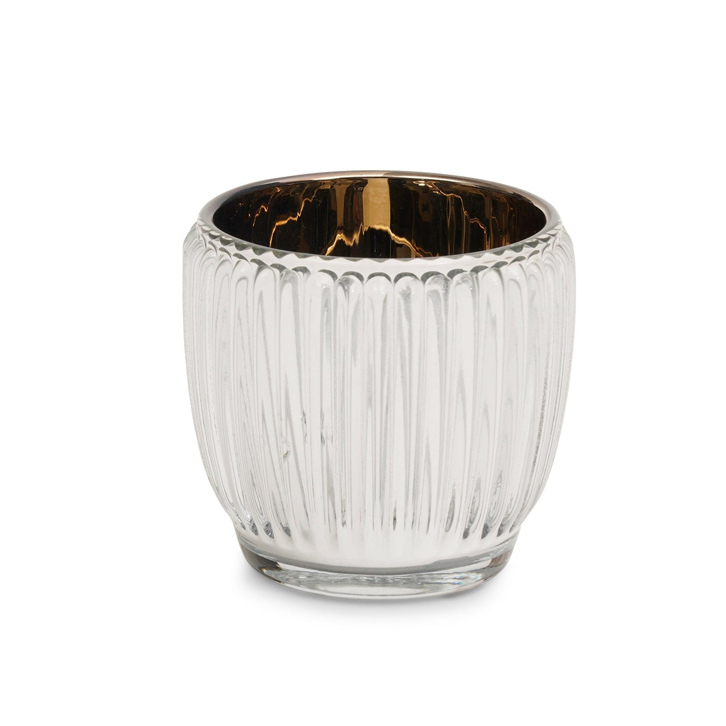 Silver Ribbed Texture Tealight Holder