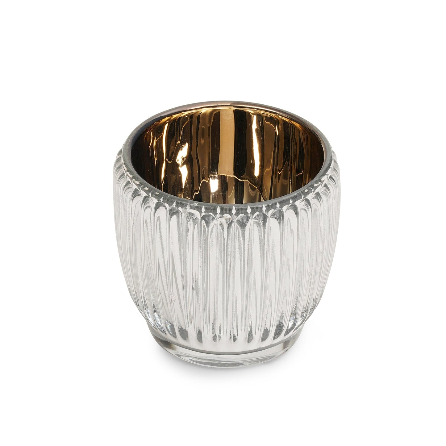 Silver Ribbed Texture Tealight Holder
