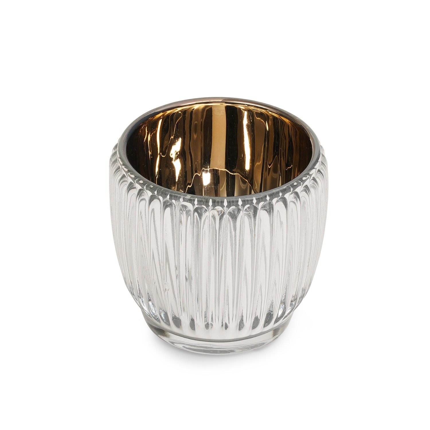 Silver Ribbed Texture Tealight Holder