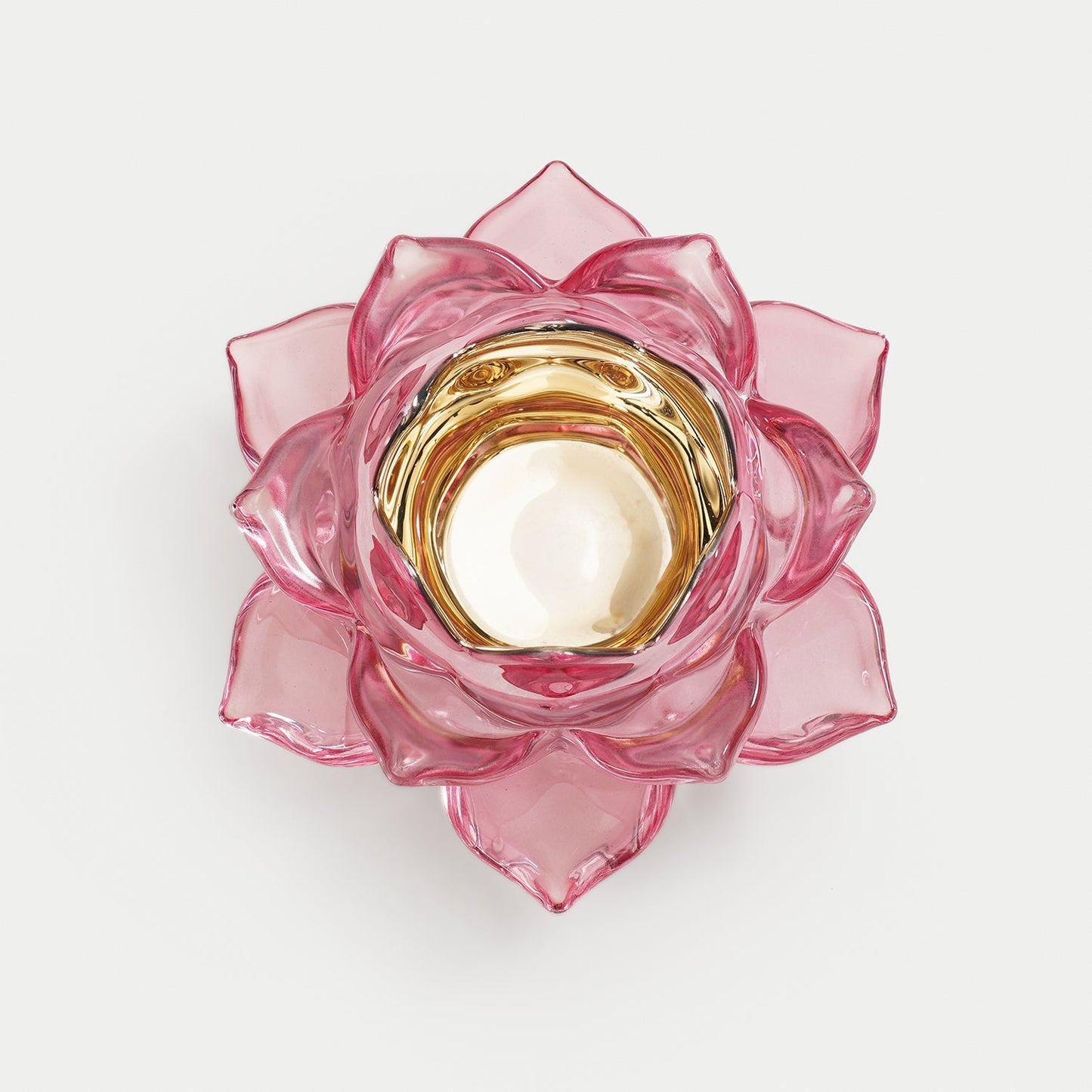 Pink Lotus Shaped Glass Tealight Holder