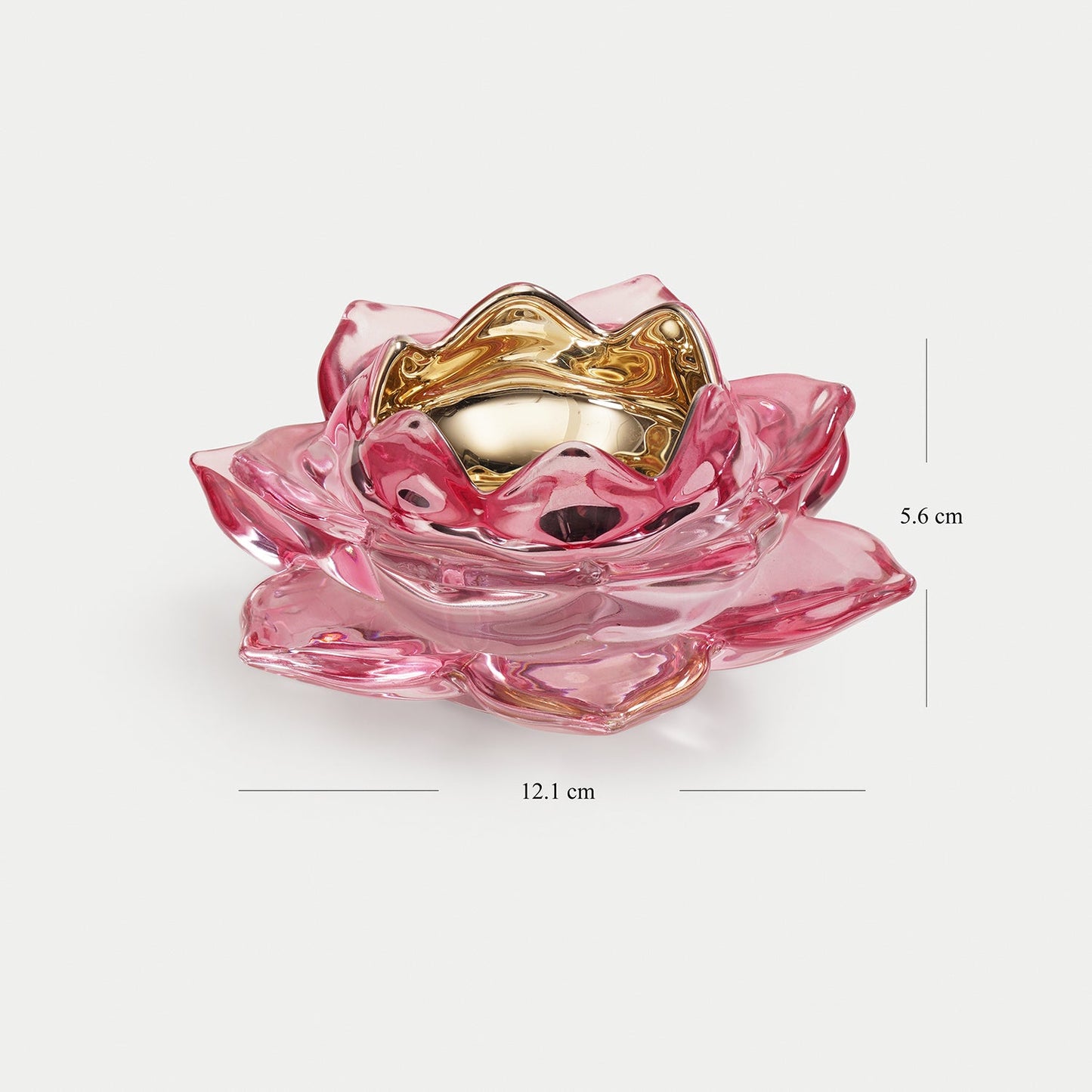 Pink Lotus Shaped Glass Tealight Holder