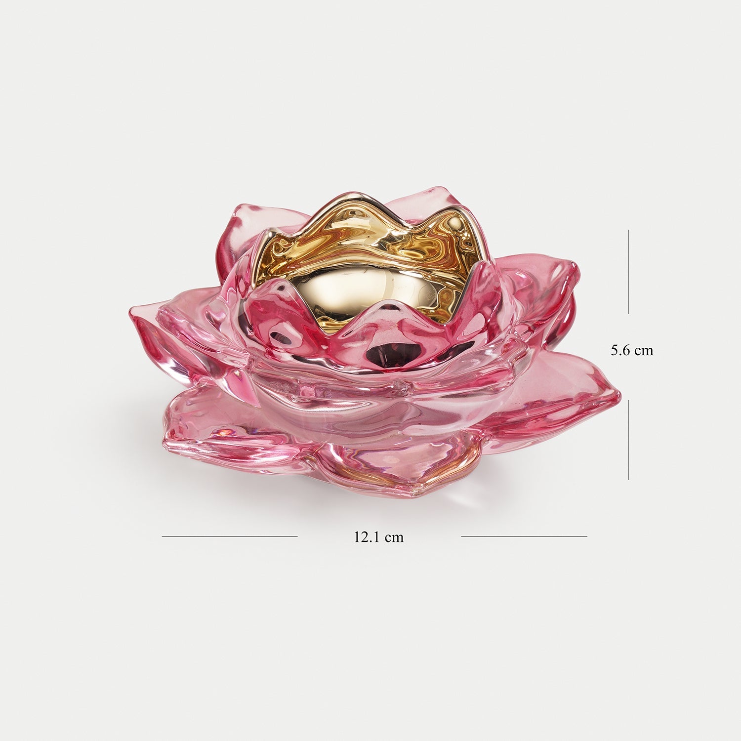 Pink Lotus Shaped Glass Tealight Holder