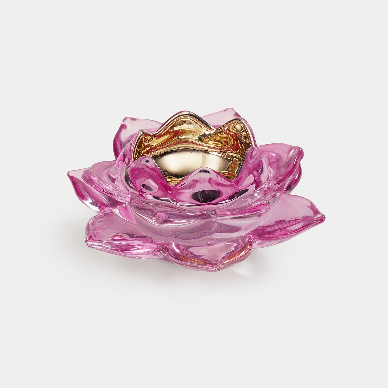 Lavender Lotus Shaped Glass Tealight Holder