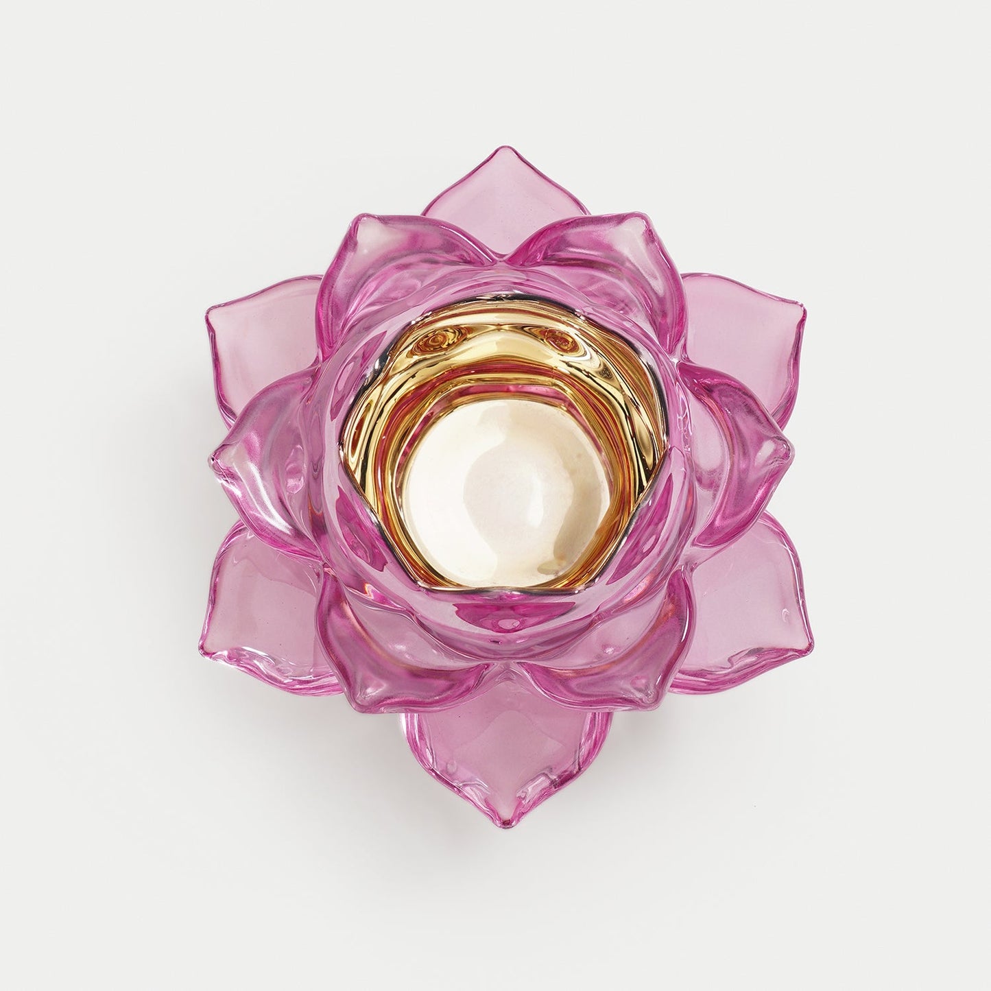Lavender Lotus Shaped Glass Tealight Holder