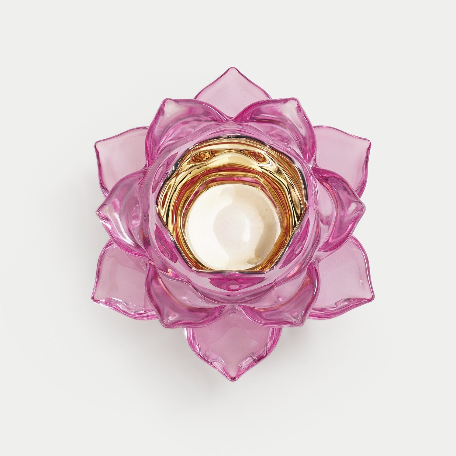 Lavender Lotus Shaped Glass Tealight Holder