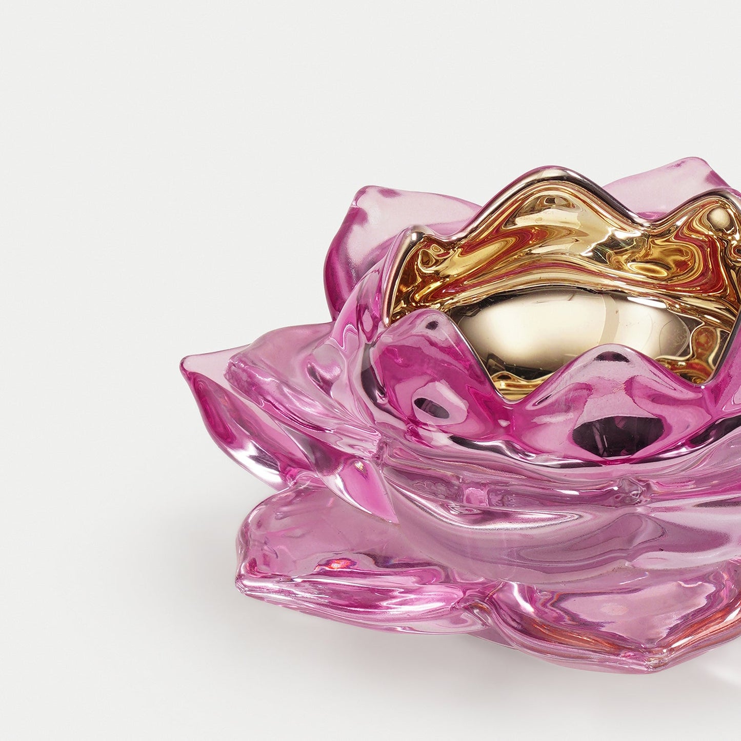 Lavender Lotus Shaped Glass Tealight Holder