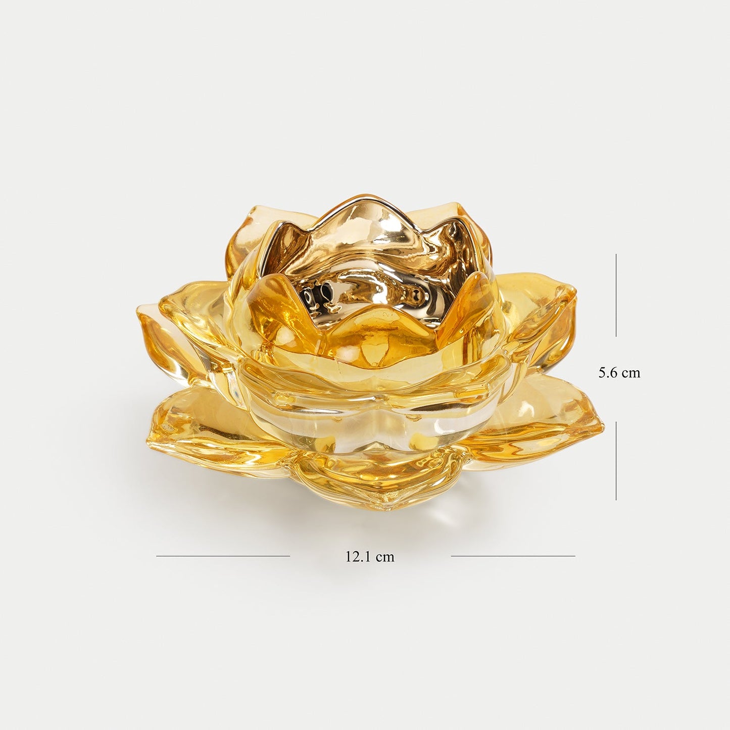 Light Amber Lotus Shaped Glass Tealight Holder