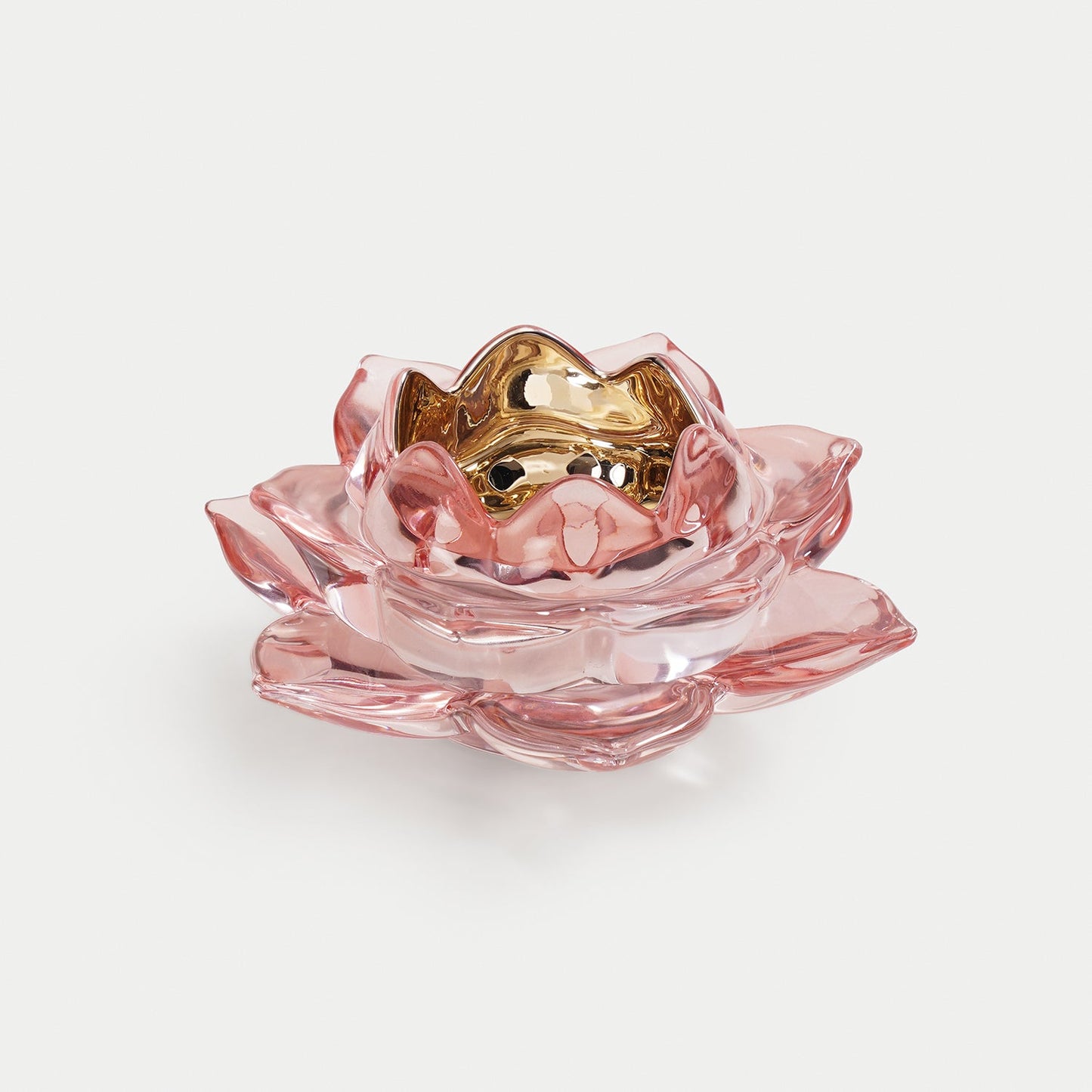 Light Pink Lotus Shaped Glass Tealight Holder