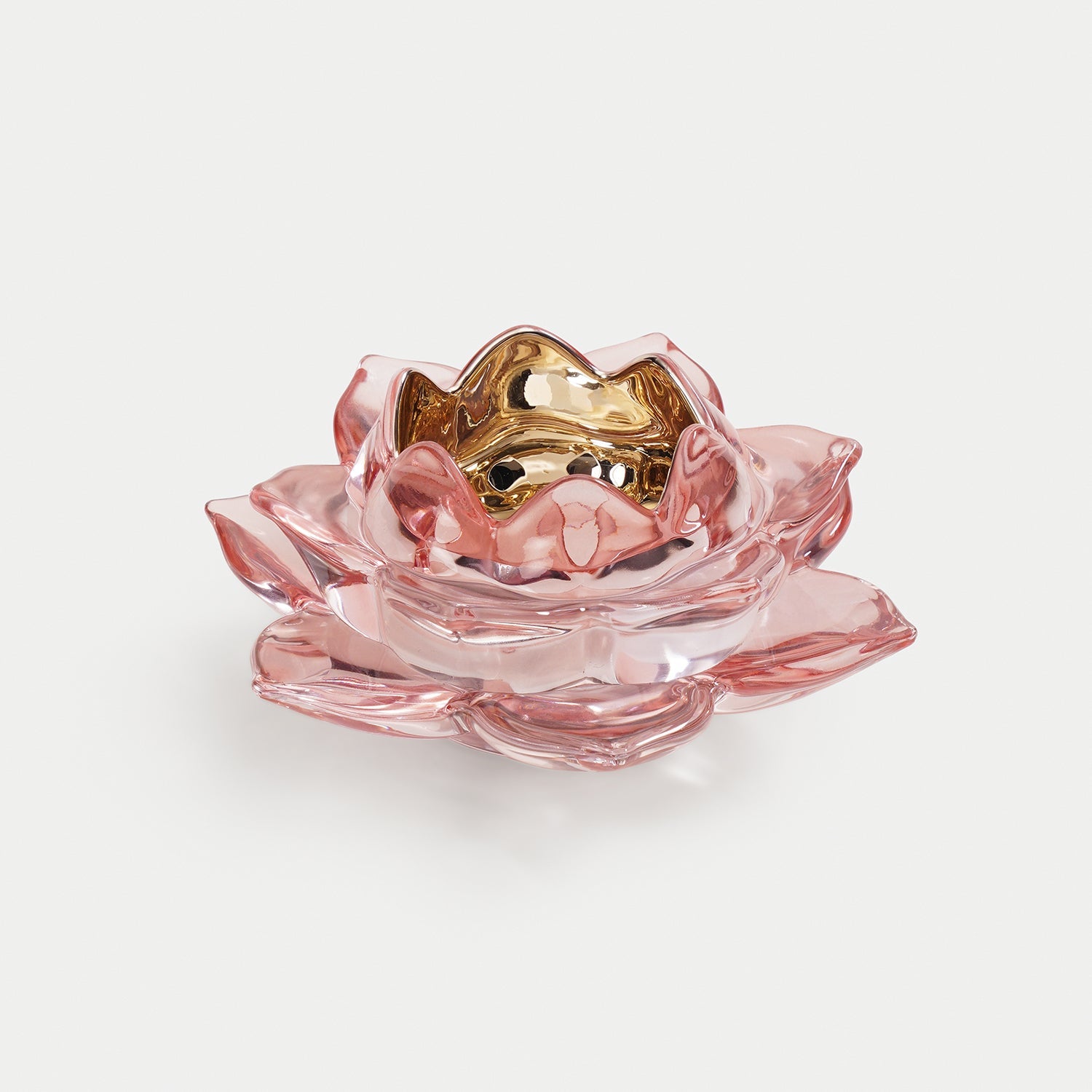 Light Pink Lotus Shaped Glass Tealight Holder