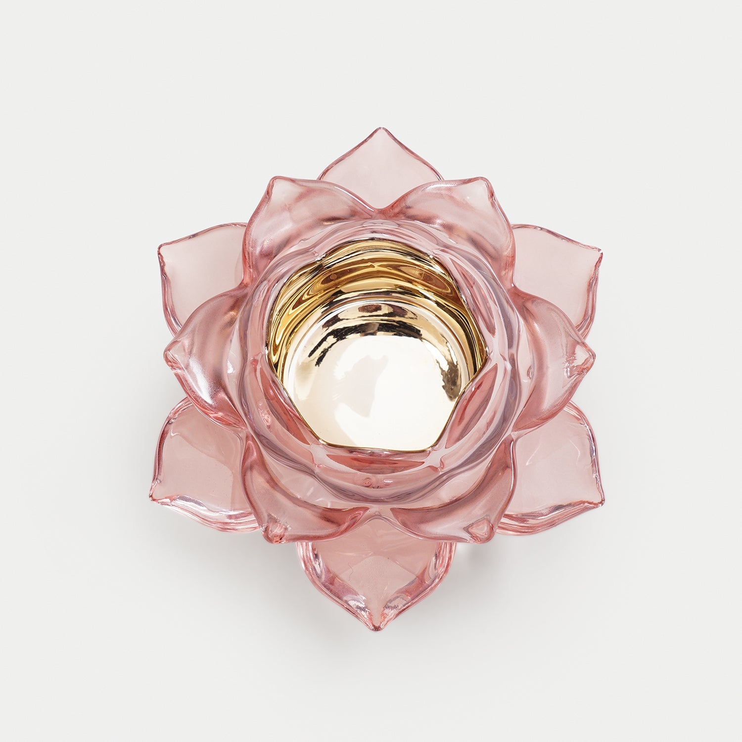 Light Pink Lotus Shaped Glass Tealight Holder