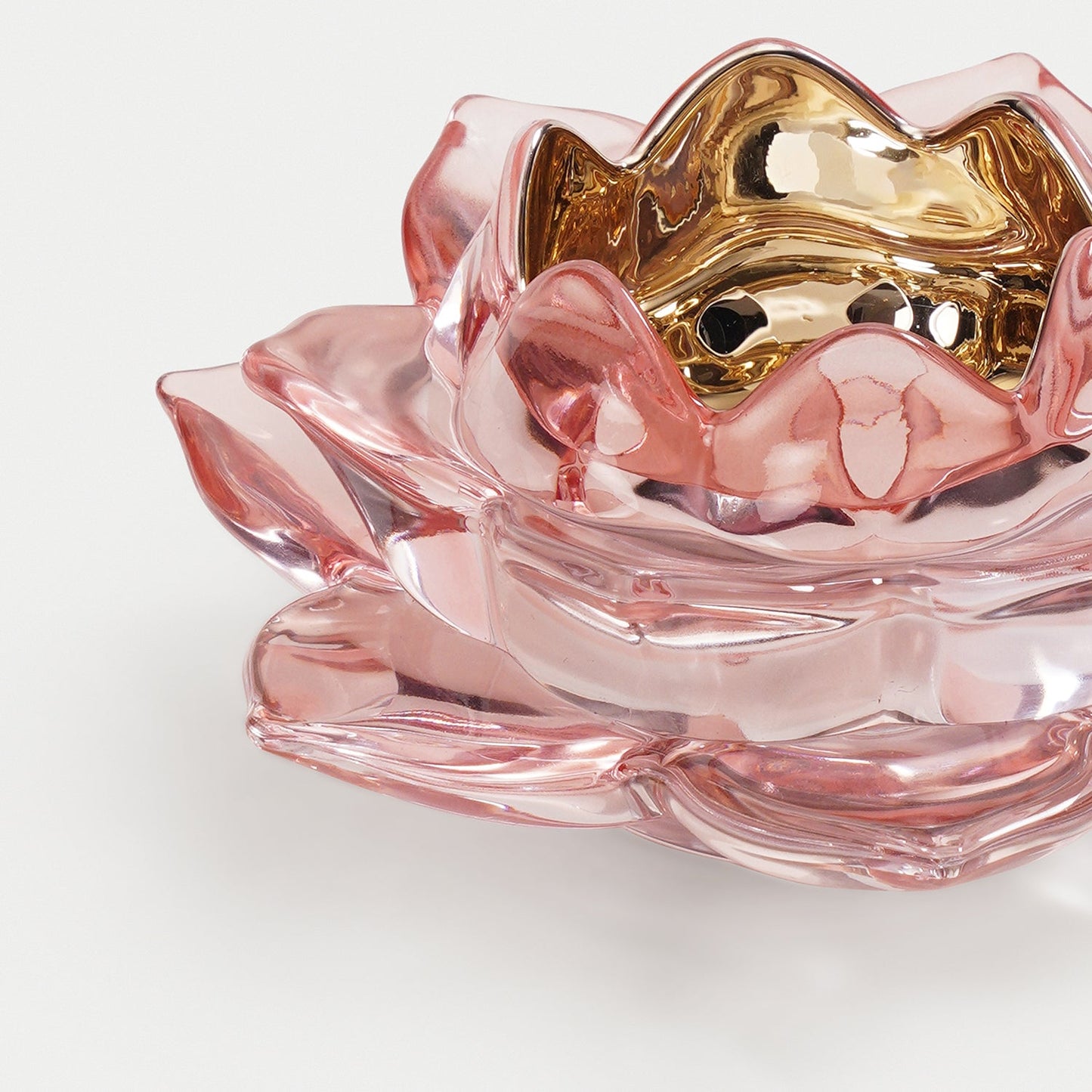 Light Pink Lotus Shaped Glass Tealight Holder