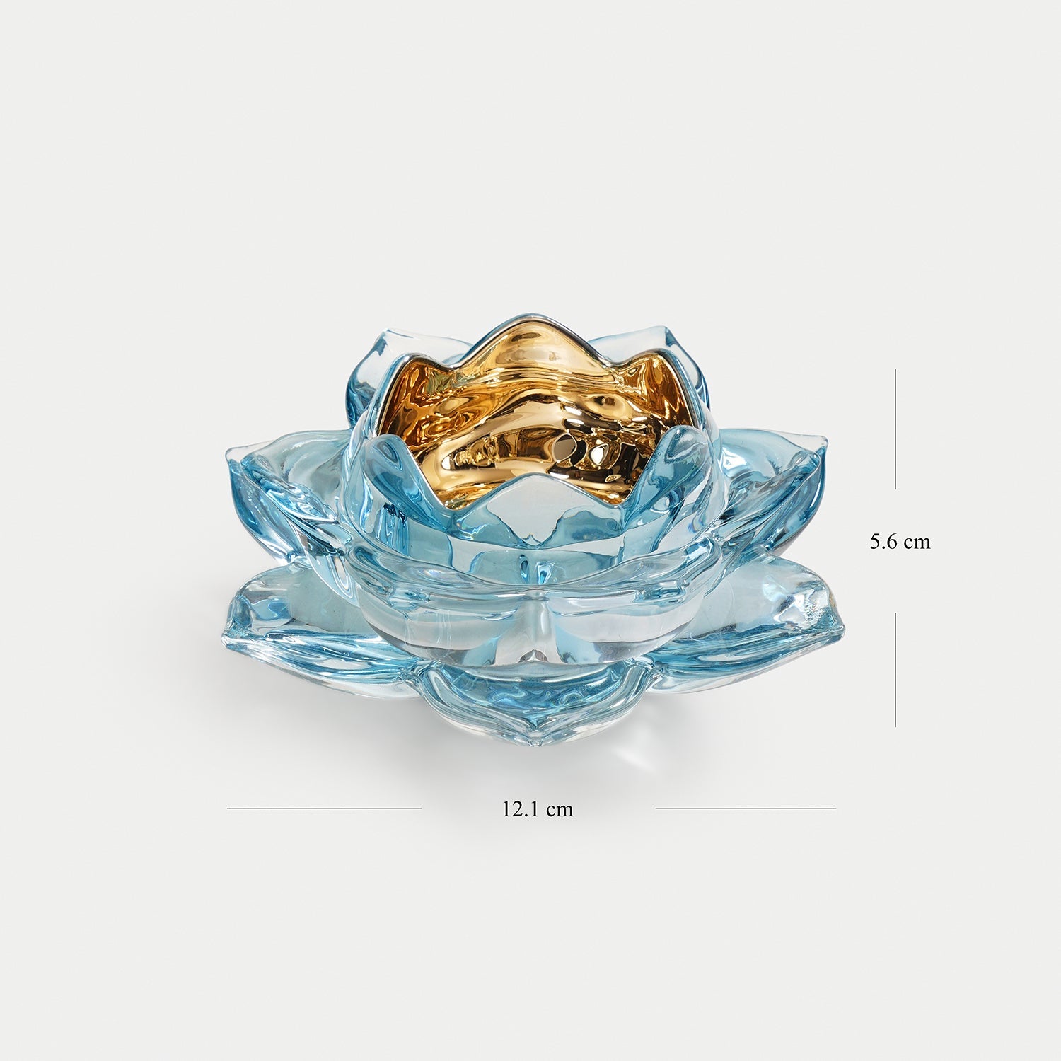 Light Blue Lotus Shaped Glass Tealight Holder